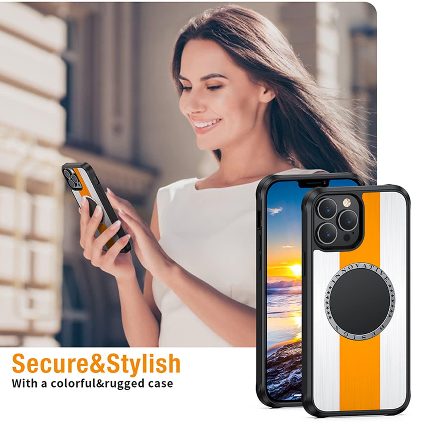 Omio Magnetic Case for iPhone 13 Pro Max - Military Grade Protection with Aluminum Alloy & Soft Silicone Edge | MagSafe Compatible Shockproof Cover | Perfect for Work, Travel & Outdoor Activities