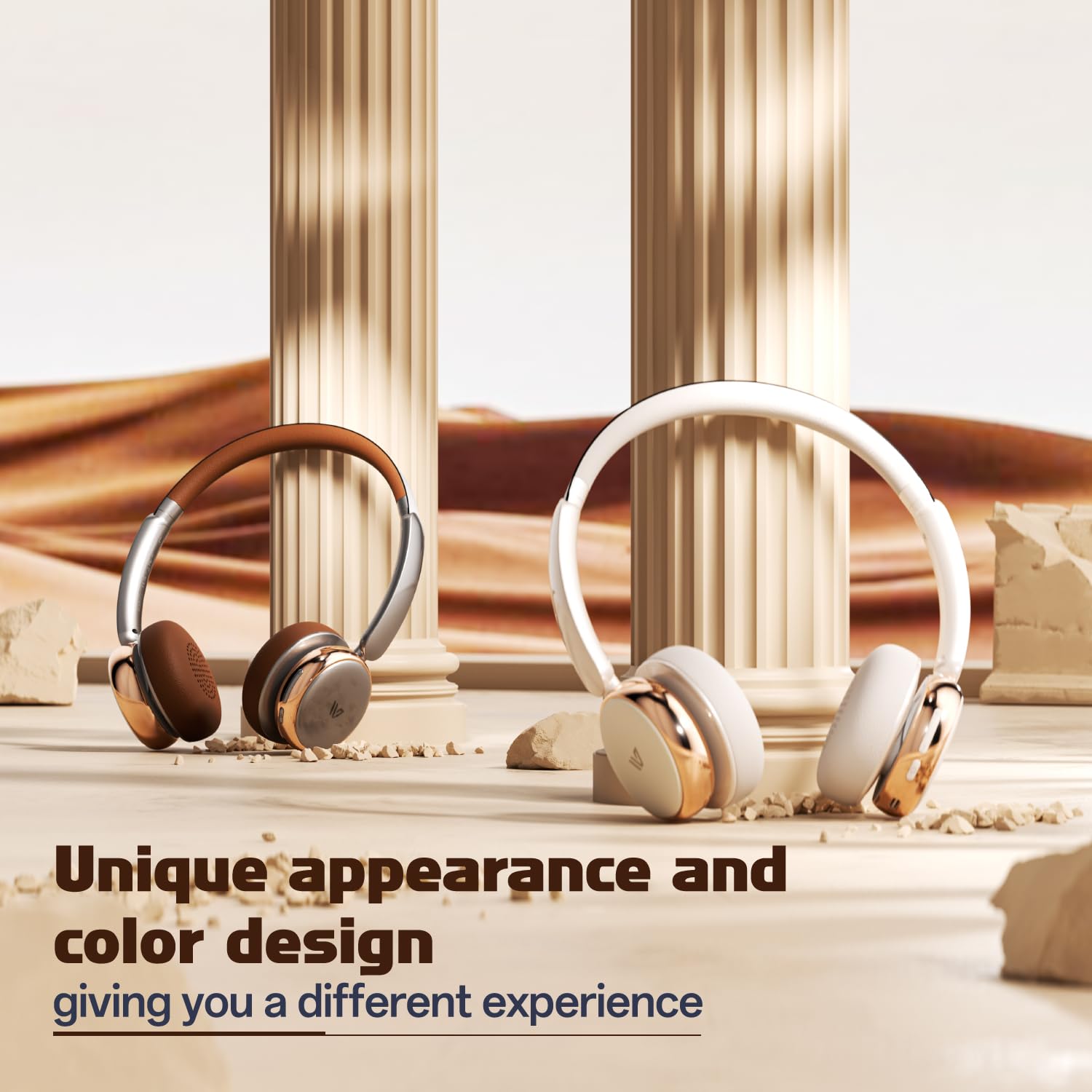 Nova Active Noise Cancelling Wireless Over-Ear Bluetooth Headphones 5.4 with Mic - Hi-Fi Sound, 58H Playtime, Comfortable Ear Cushions (Brown) - Perfect for Travel, Work & Music Lovers