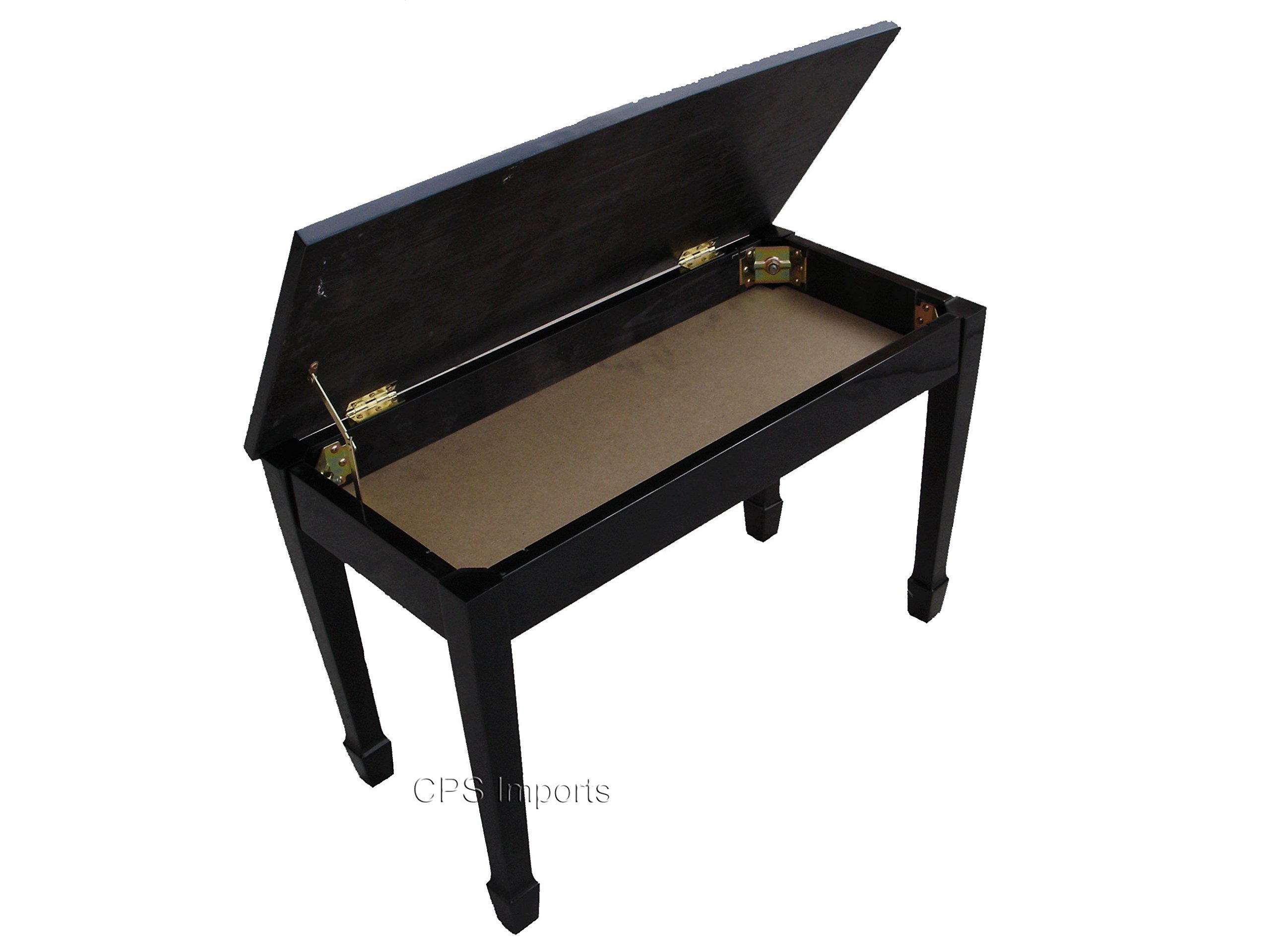 Ebony Wood Grand Piano Bench with Storage - Adjustable Height, Upholstered Seat for Comfort - Perfect for Home, Studio & Concert Halls