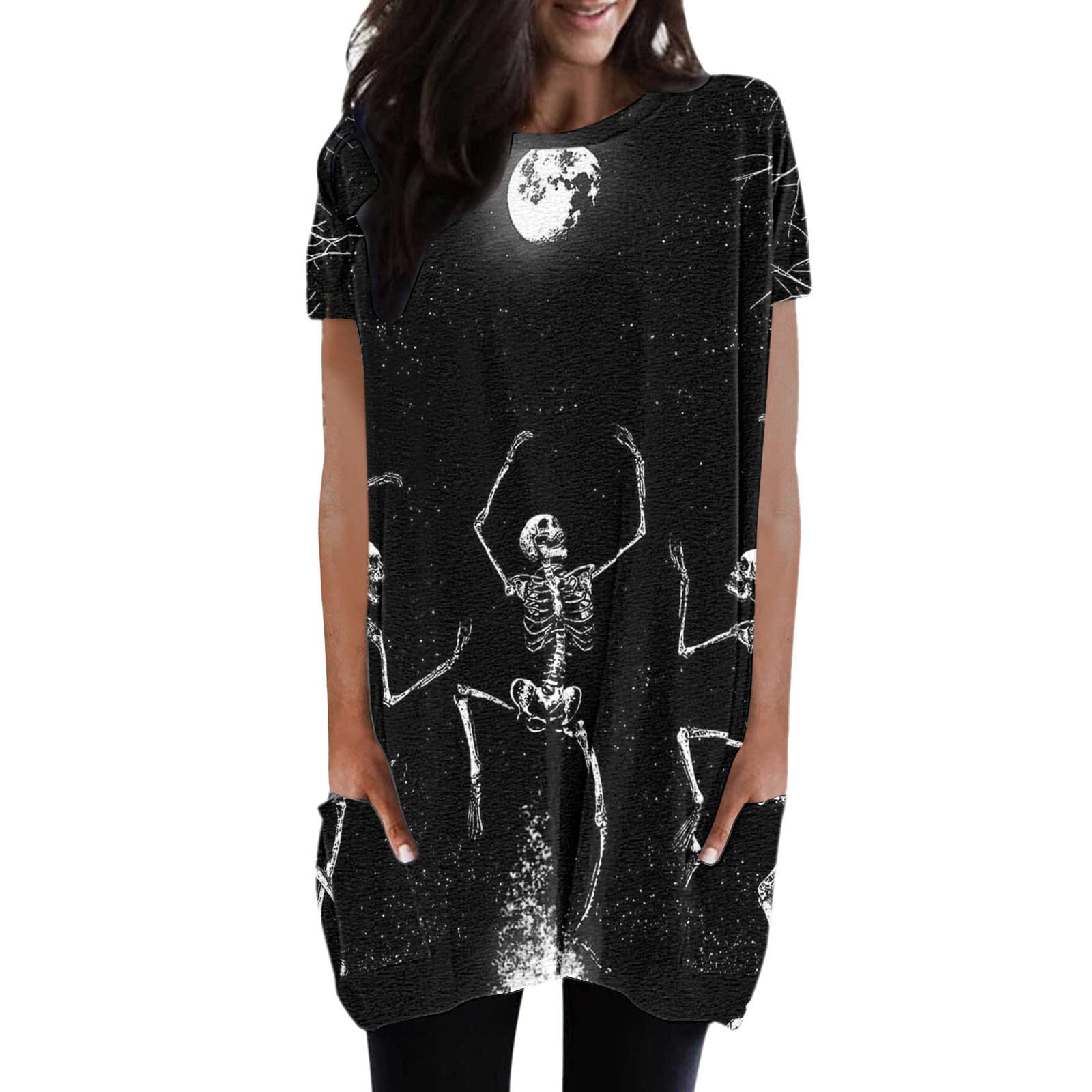 Women's Summer Casual Short Sleeve Crewneck Blouse - Flowy Loose Fit Printed Pullover Top for Beach, Travel & Everyday Wear