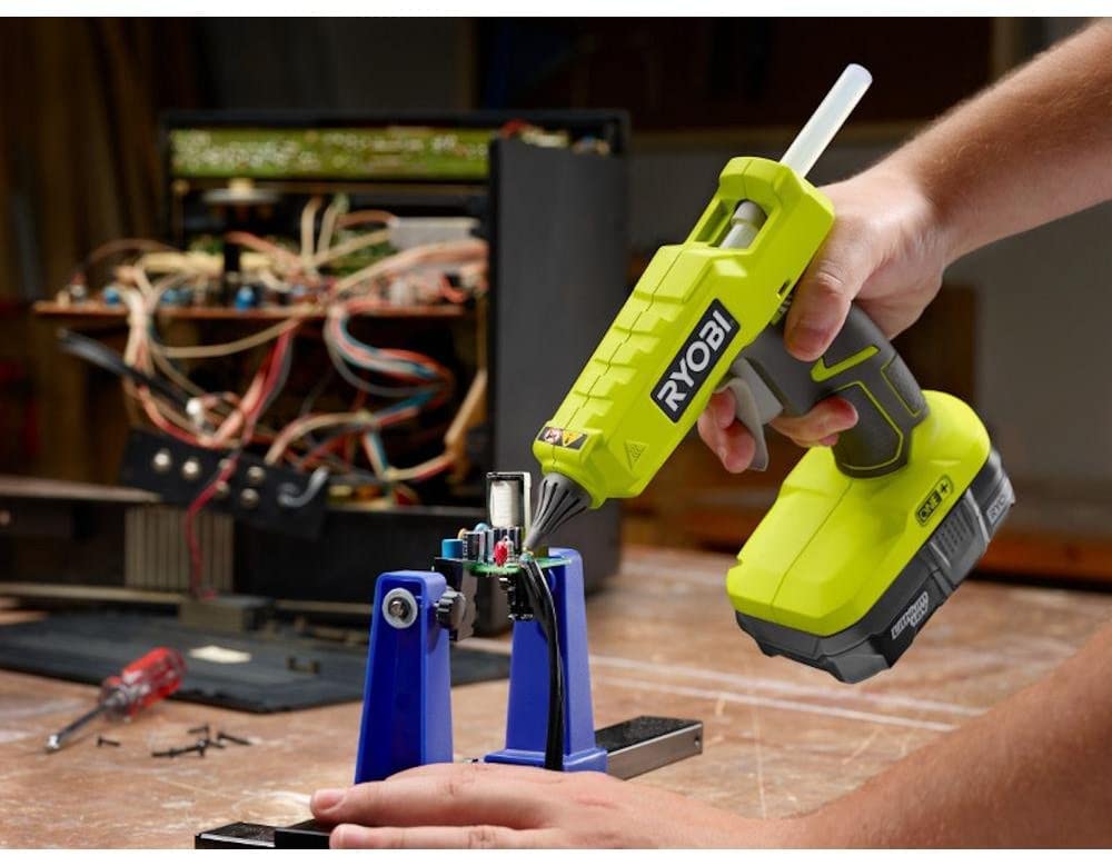 Ryobi 18V ONE+ Cordless Glue Gun Kit with Battery & Charger - Perfect for DIY Crafts, Home Repairs, and Woodworking Projects