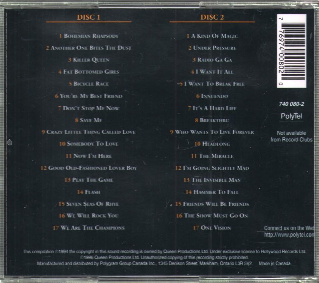 The Very Best of Queen - Greatest Hits Album | Classic Rock Music CD | Perfect for Parties, Road Trips & Music Lovers