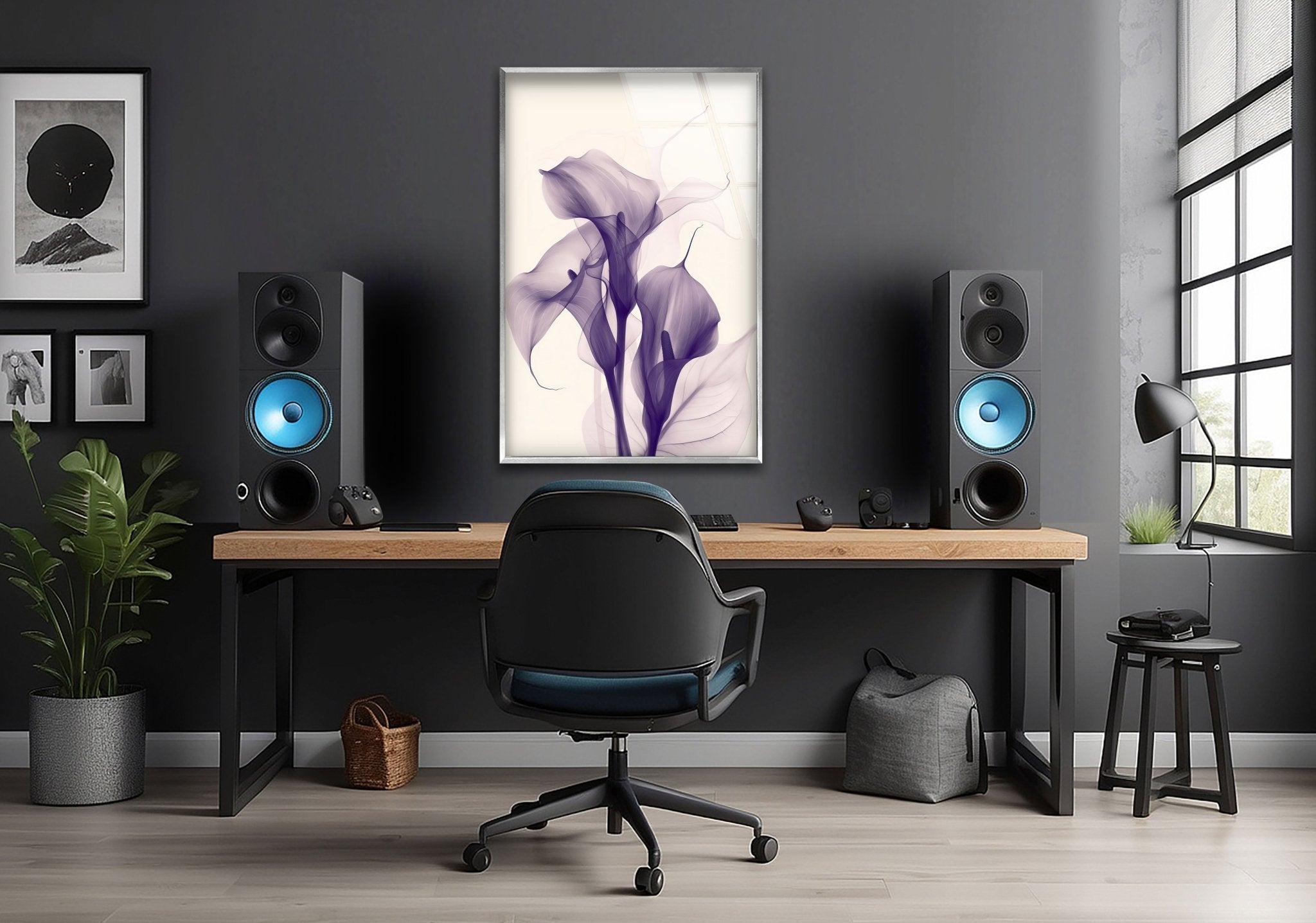 Albert Koetsier Purple Glass Wall Art - Handmade Modern Decor for Living Room, Bedroom & Office - Elegant Stained Glass Panel for Home & Gifts