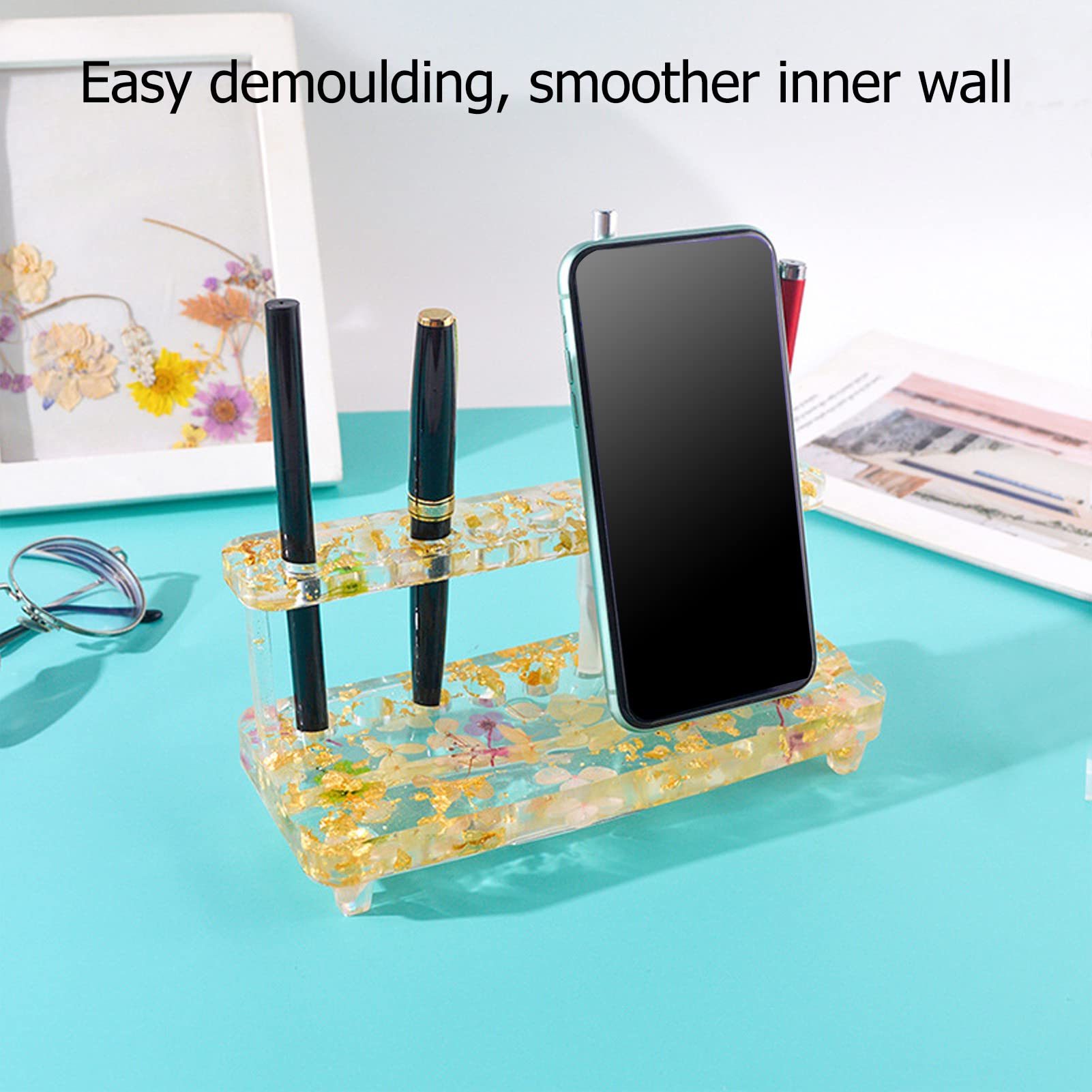 Premium Silicone Resin Molds for DIY Crafting - Pen Holder, Phone Stand & Pencil Holder Molds for Epoxy Resin Casting | Perfect for Handmade Gifts, Home Decor & Office Organization