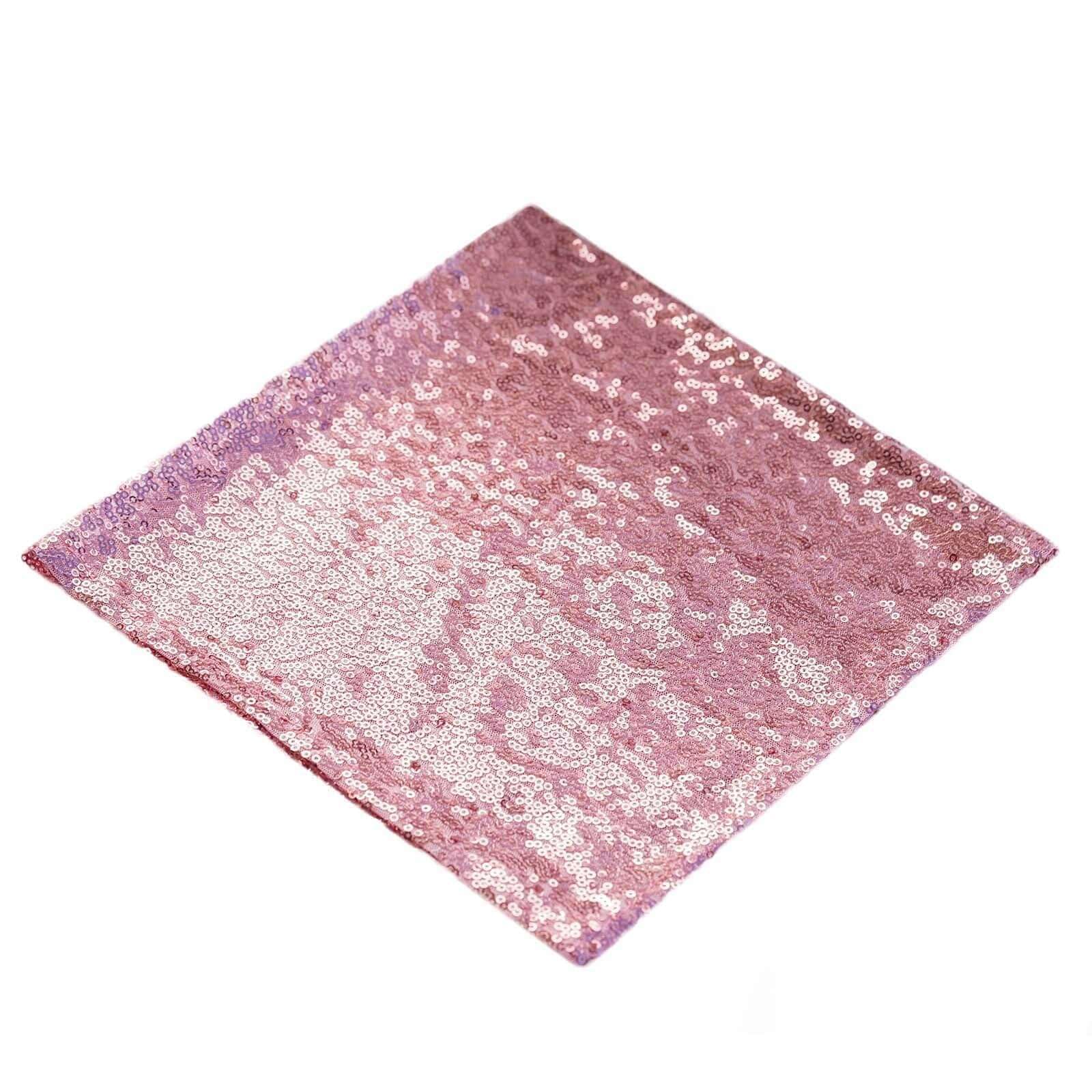 Efavormart 20x20 Inch Pink Sequin Table Napkins - Premium Washable Decorative Napkins for Wedding, Party, Restaurant & Dinner Decorations - Perfect for Special Occasions and Event Styling
