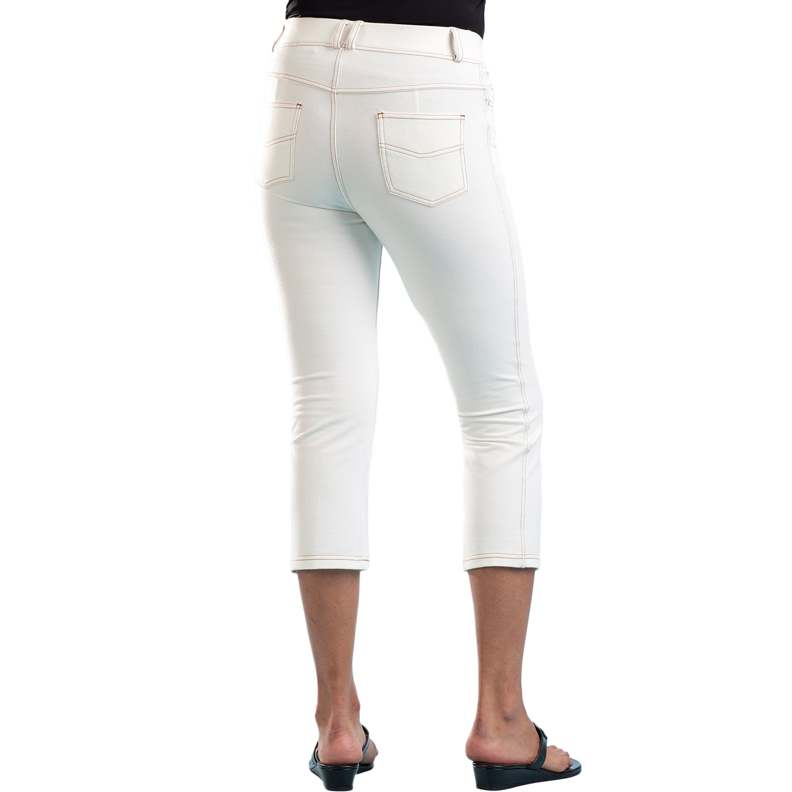 LA CERA Women's Stretch Knit Denim Capri Pants - Comfortable Mid-Length Jeans for Casual Wear, Travel & Summer Outfits