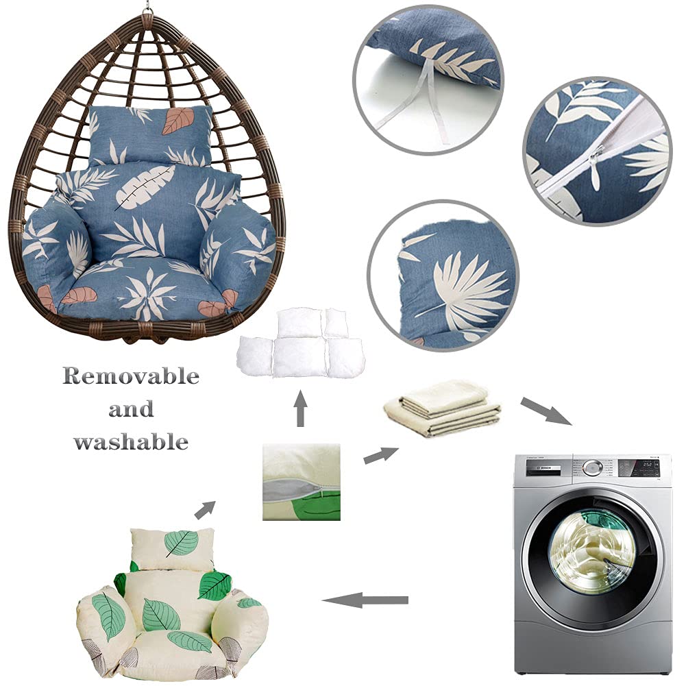 Outdoor Hanging Egg Chair Cushion Replacement - Thick Swing Seat Cushion with Headrest & Armrests, Removable & Washable for Patio, Garden, Balcony - Perfect for Relaxing, Lounging & Outdoor Decor