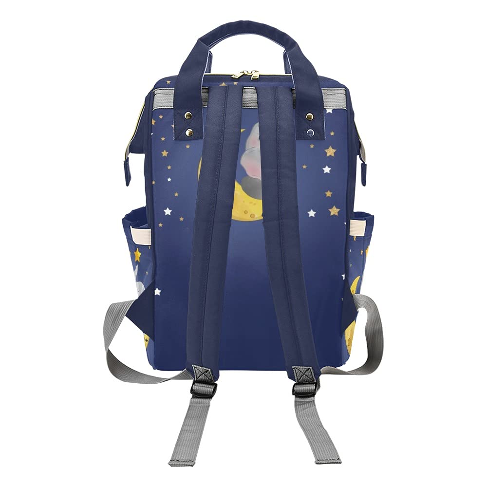 **Personalized Moon Star Elephant Diaper Backpack – Waterproof Baby Nursing & Travel Tote Bag for Moms – Perfect for Daycare, Outings & Baby Showers**