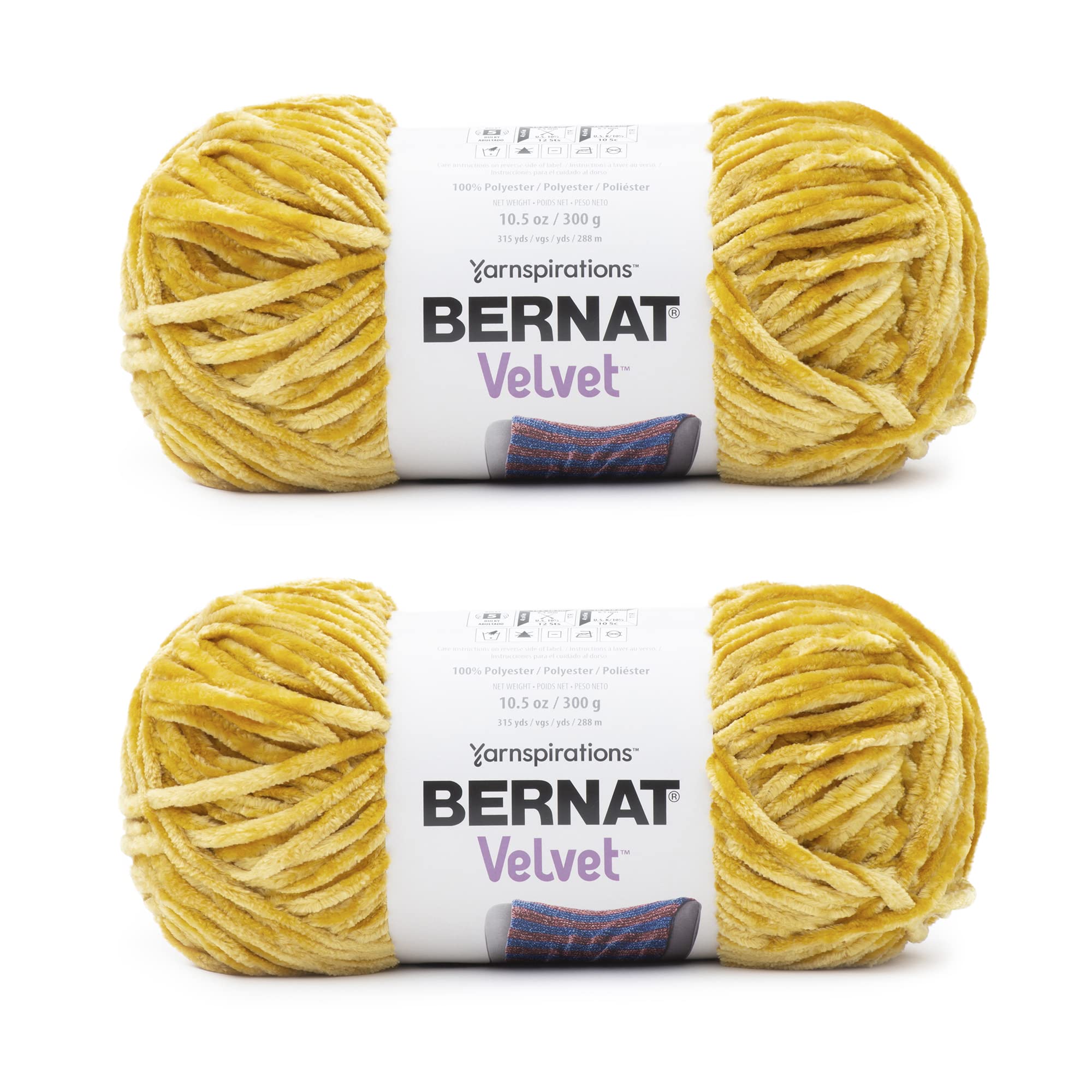 Bernat Velvet Golden Moss Yarn - 2 Pack (300g/10.5oz Each) - Super Soft Polyester Bulky Yarn (Size 5) - 315 Yards per Skein - Perfect for Knitting & Crochet Projects Like Blankets, Scarves, and Home Decor