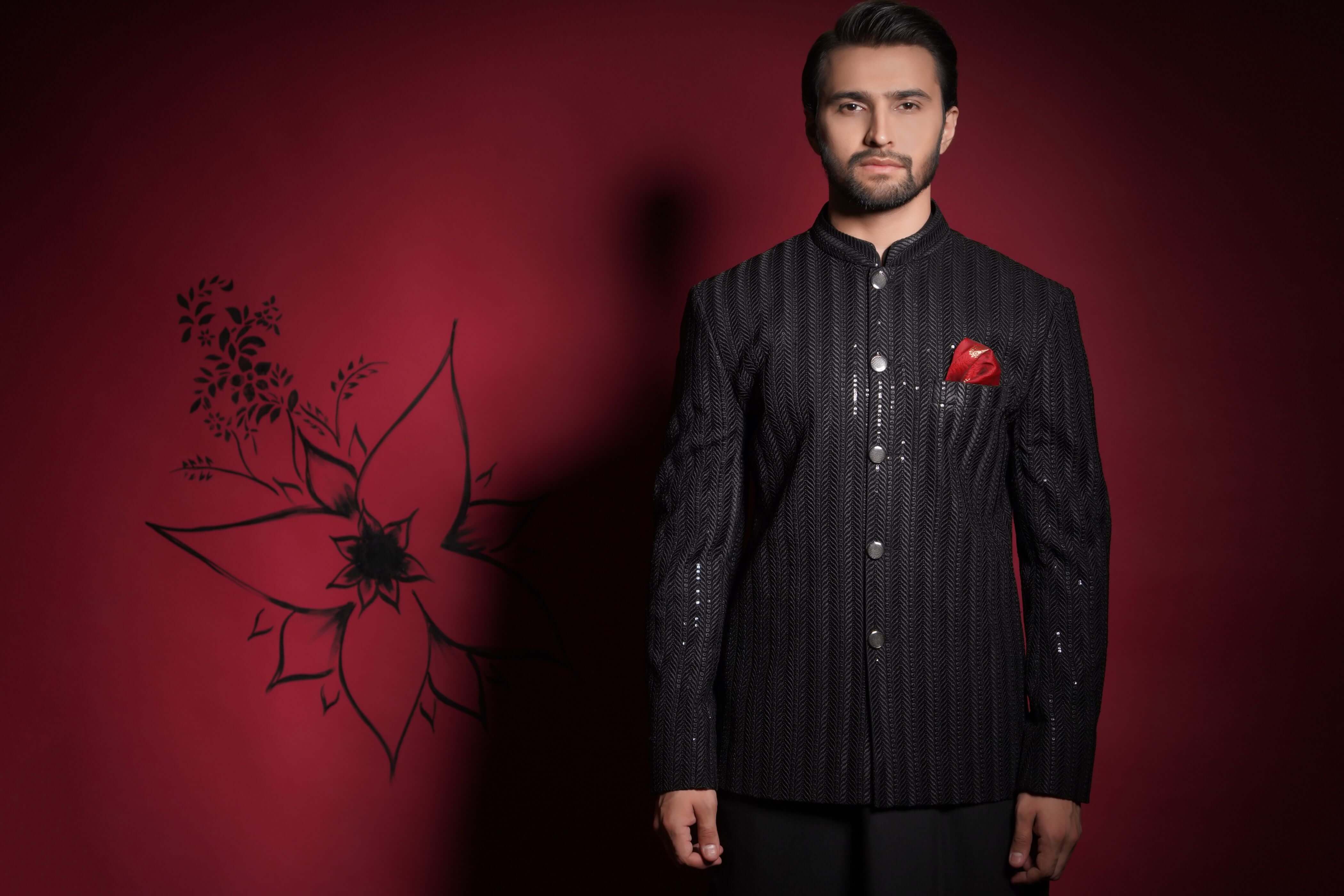 Black Maharaja Prince Jacket Set for Men - Royal Indian Costume for Halloween, Cosplay & Theme Parties
