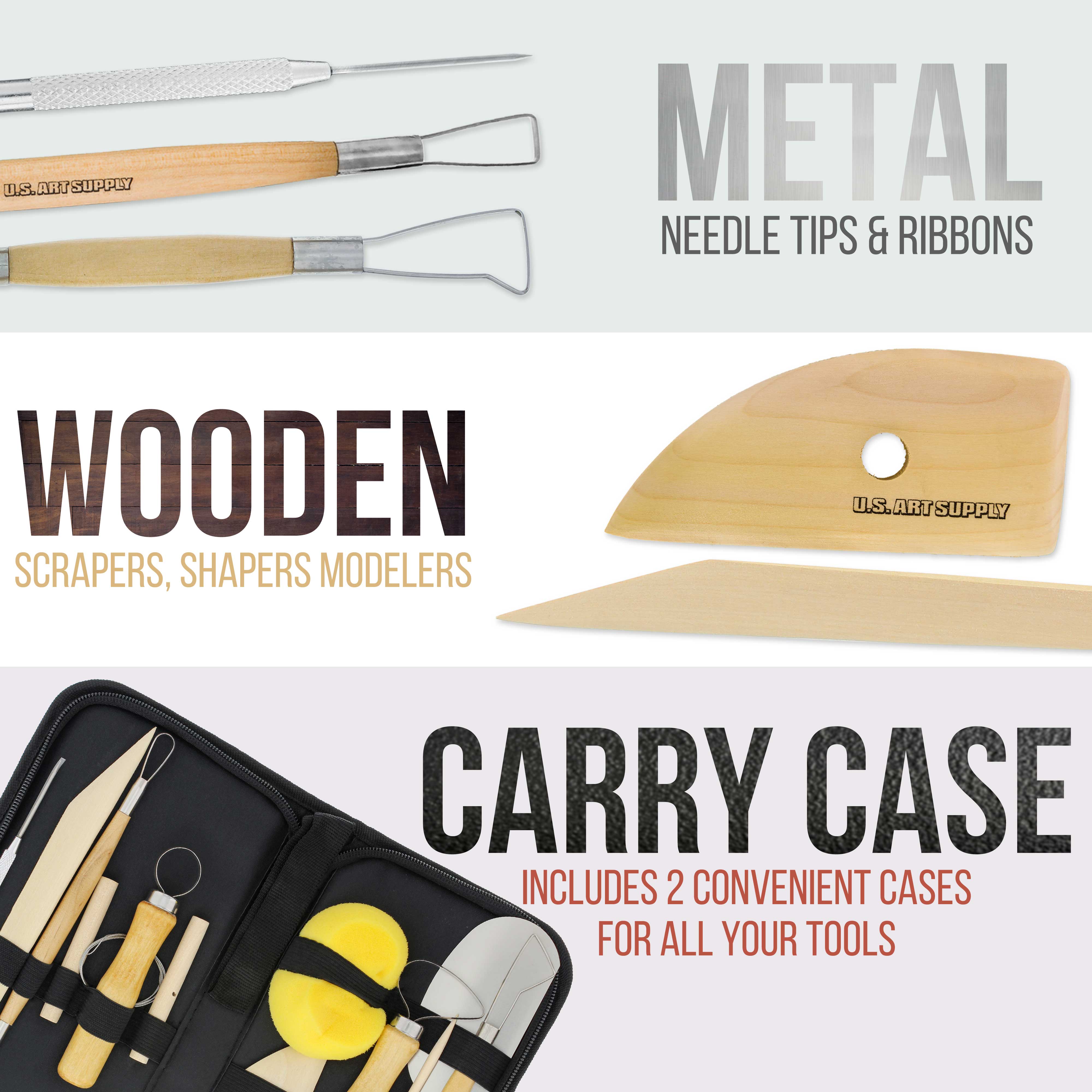 26-Piece Pottery & Clay Tools Set with Canvas Case - Professional Sculpting, Ceramics Kit for Artists, Students - Perfect for Pottery Making, Clay Modeling & Easy Storage & Transport