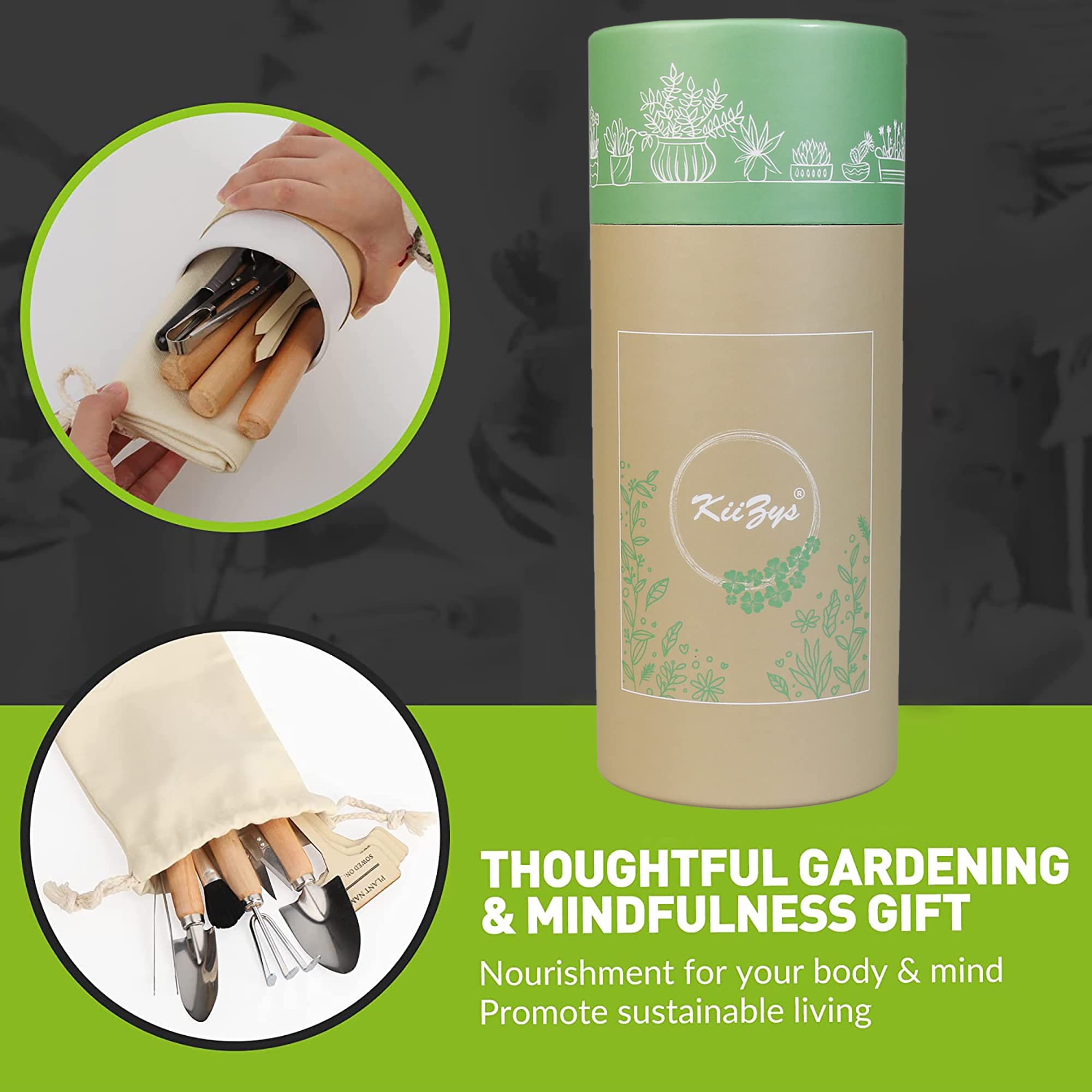KiiZYS 12-Piece Indoor Garden Tools Set - Mini Gardening Hand Tools for Plants - Perfect Gardening Gifts for Women - Ideal for Indoor Planting, Herb Gardens & Small Space Gardening