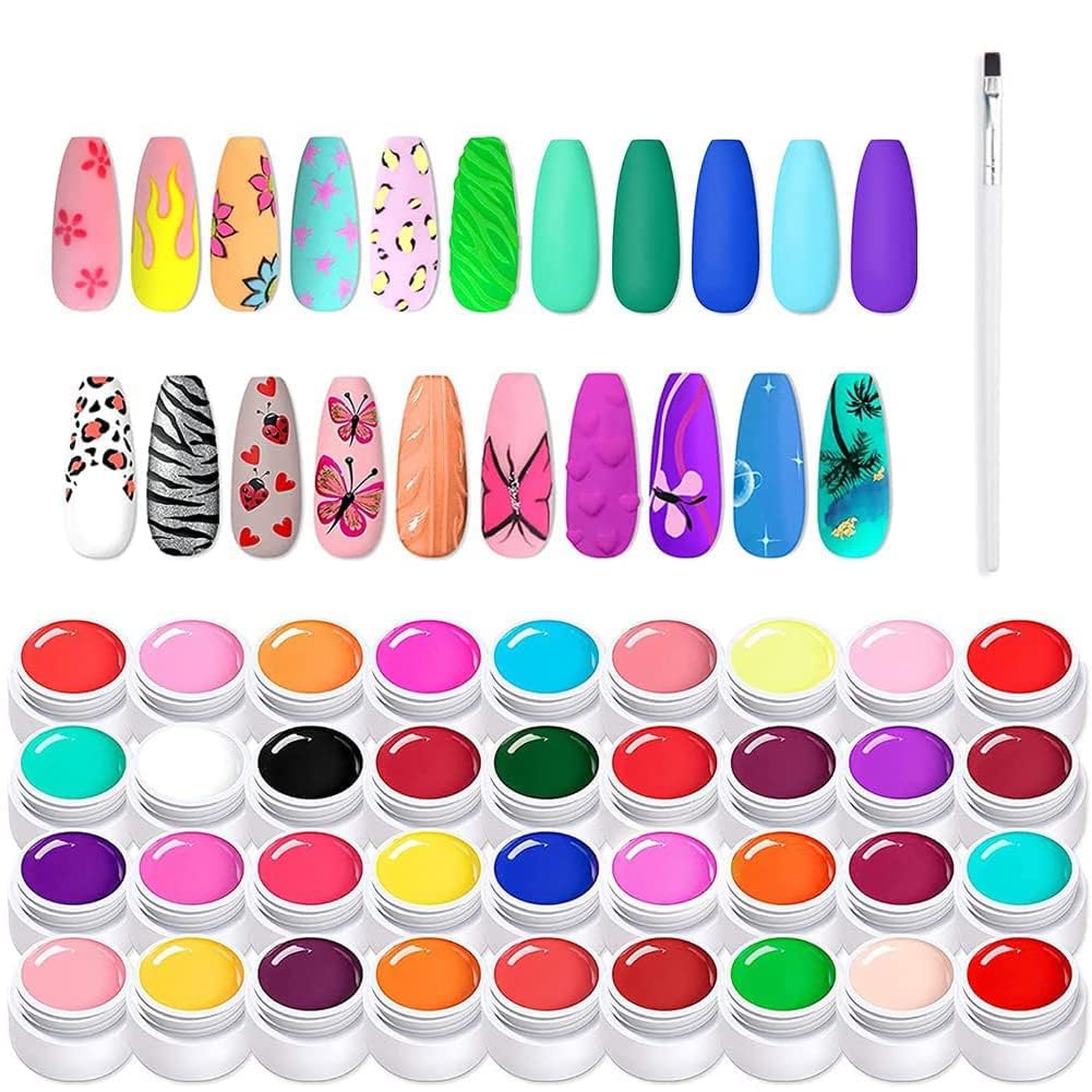 36 Colors UV Gel Nail Polish Kit - Professional Nail Art Gel Paint Set for Salon & Home Manicure, Long-Lasting Gel Colors for Nails Design & DIY Nail Art