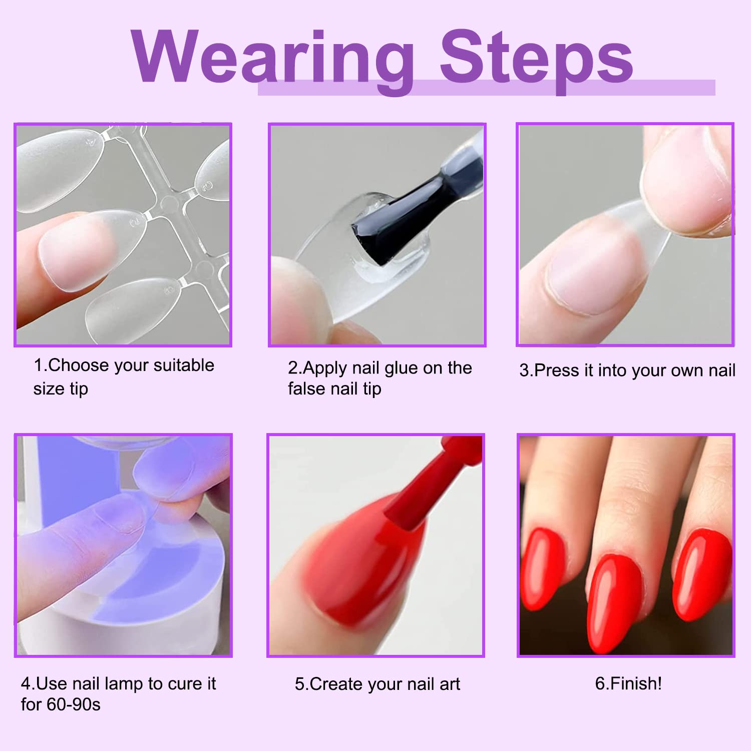 YGSHIWEI 300PCS False Nails - 15 Sizes Almond Shape Artificial Nail Tips for Nail Technicians, Beginners & Salons | DIY Manicure, Acrylic Nails, Home & Professional Use