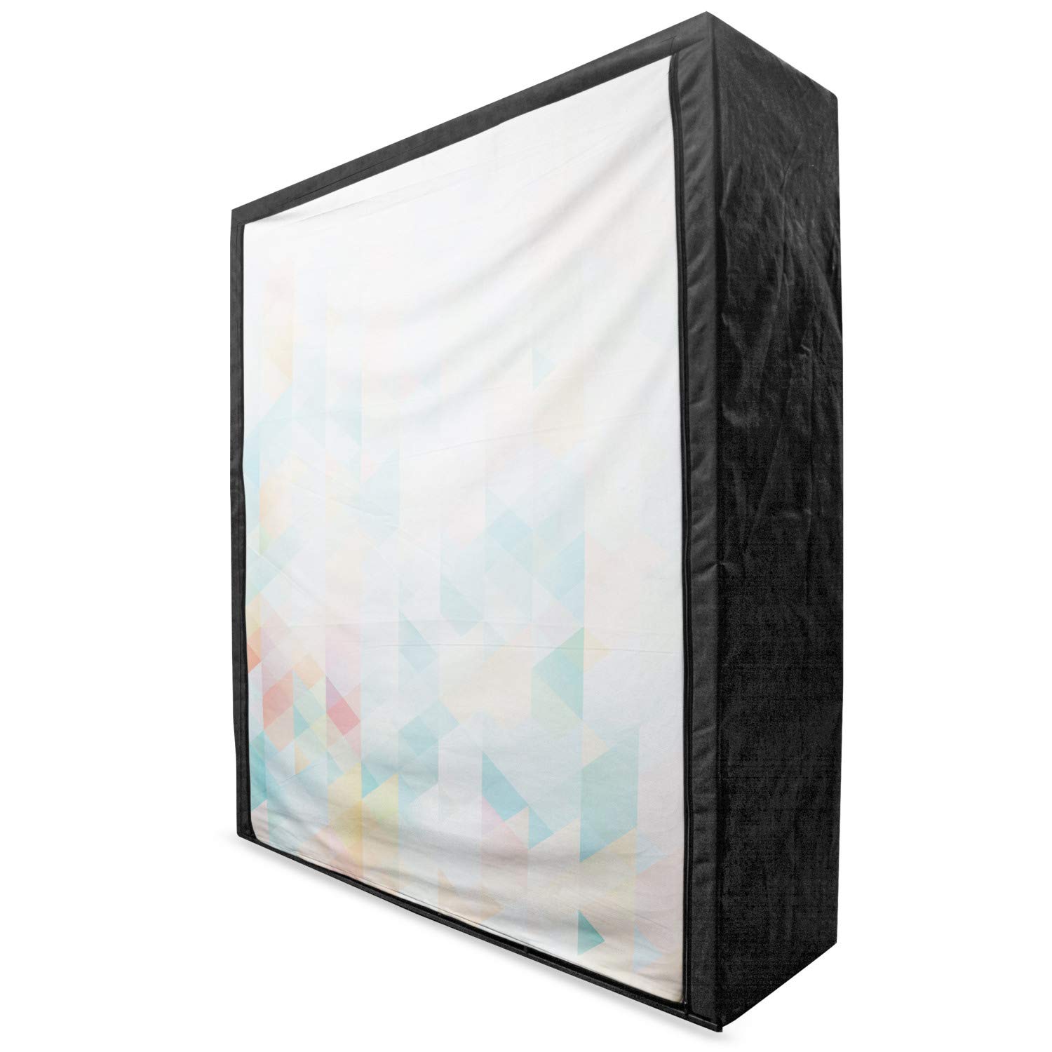 Ambesonne Abstract Portable Fabric Wardrobe with Geometric Futuristic Design - Triangular Fractal Mosaic Pattern Closet Organizer with Shelves, 59 Inch Multicolor - Perfect for Bedroom, Dorm, or Apartment Clothing Storage
