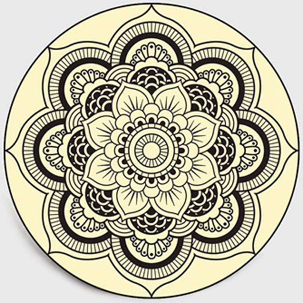 Bohemian Round Area Rug 4.6'x4.6' - Geometric Mandala Floral Carpet for Bedroom, Living Room & Kitchen | Non-Slip Non-Shedding Indoor Outdoor Boho Decor Rug - Perfect for Yoga Spaces, Dorm Rooms and Cozy Reading Nooks