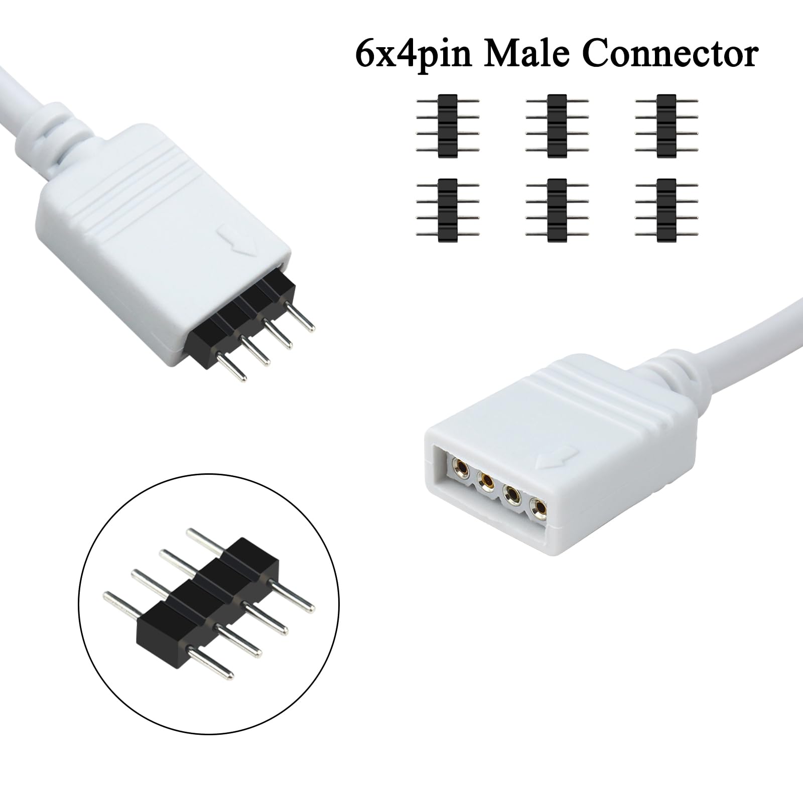 VIPMOON 3 Pack 2M/6.6ft 4-Pin RGB LED Extension Cable for SMD 5050/3528 LED Strip Lights - Includes Free Connectors & Jumper Cables - Perfect for Home Lighting, Gaming Setup, and DIY Projects