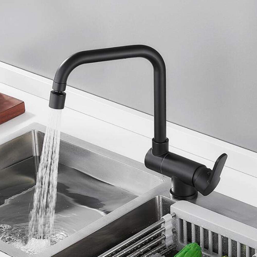 Black Brass Foldable Kitchen Sink Faucet with Rotating Dual Mode Outlet - Hot & Cold Water Mixer Tap for Inner Window Installation - Perfect for Modern Kitchens & Small Spaces