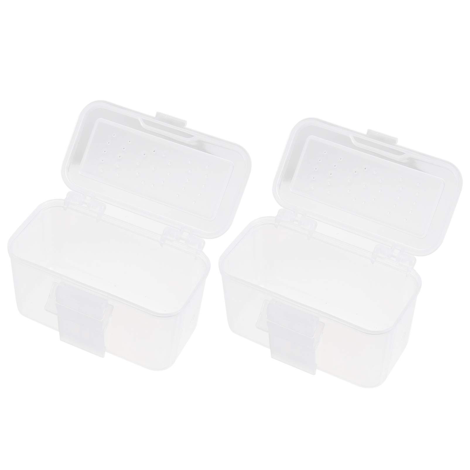 POPETPOP 2-Piece Plastic Reptile Feeding Dish Box - White Worm Box for Turtles, Lizards & Amphibians | Terrarium & Aquarium Food Tray | Ideal for Reptile Feeding & Habitat Maintenance