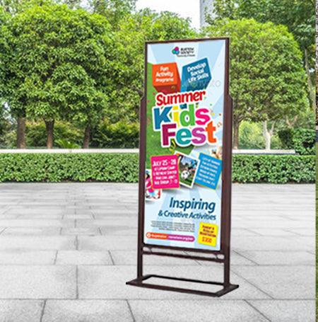 30x70 Jumbo Weather Warrior Sign Holder Display Stand - Heavy Duty Weatherproof Poster Stand for Outdoor Events, Retail Stores & Business Advertising
