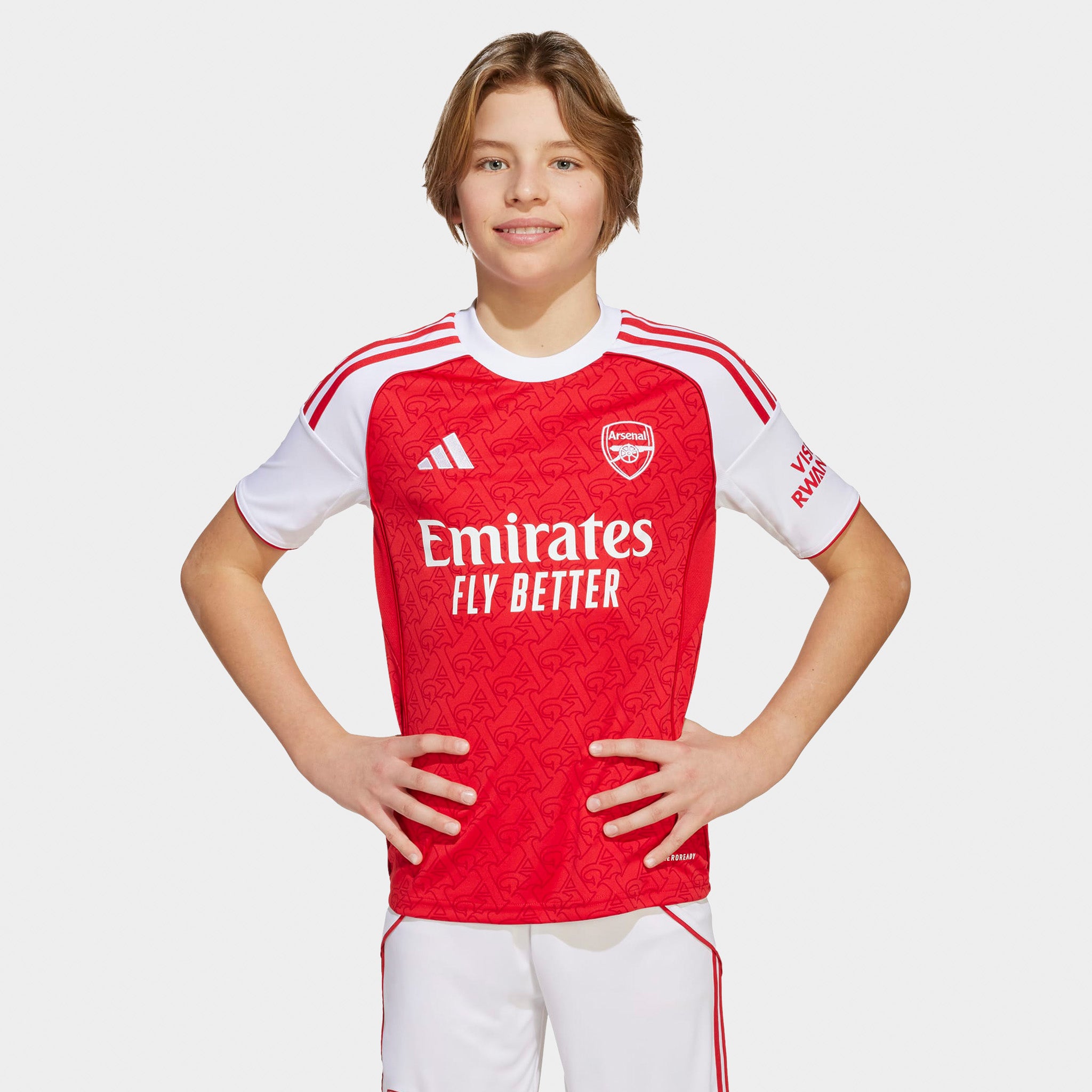 adidas Juniors' Arsenal FC Jersey Youth Soccer Uniform - Better Scarlet/White - Official Licensed Football Kit for Boys & Girls - Perfect for Matches, Training & Fan Gear