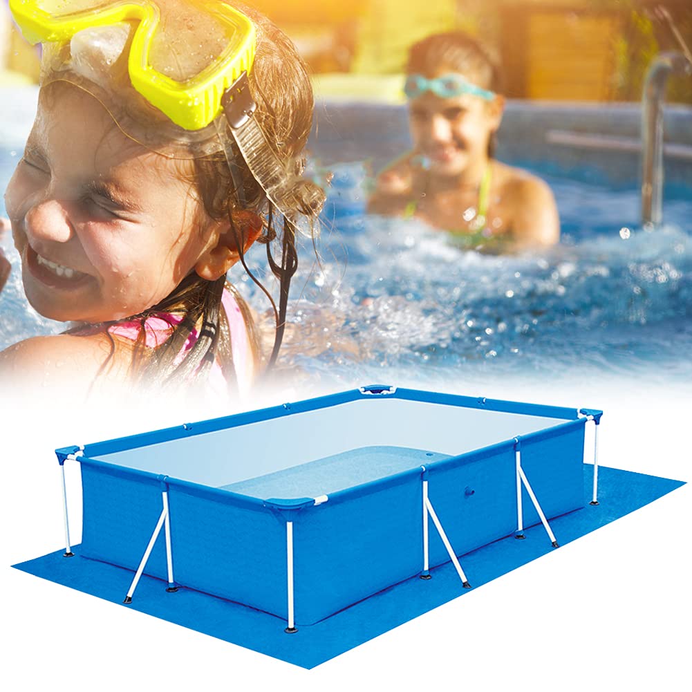iKASUS Heavy Duty Pool Ground Cloth for Above Ground Pools - Waterproof Rectangular Swimming Pool Mat Protector with Reinforced Edges | Foldable Tarpaulin Cover for Frame Pools, Paddling Pools & Hot Tubs | Perfect for Backyard, Patio & Outdoor Water Activities