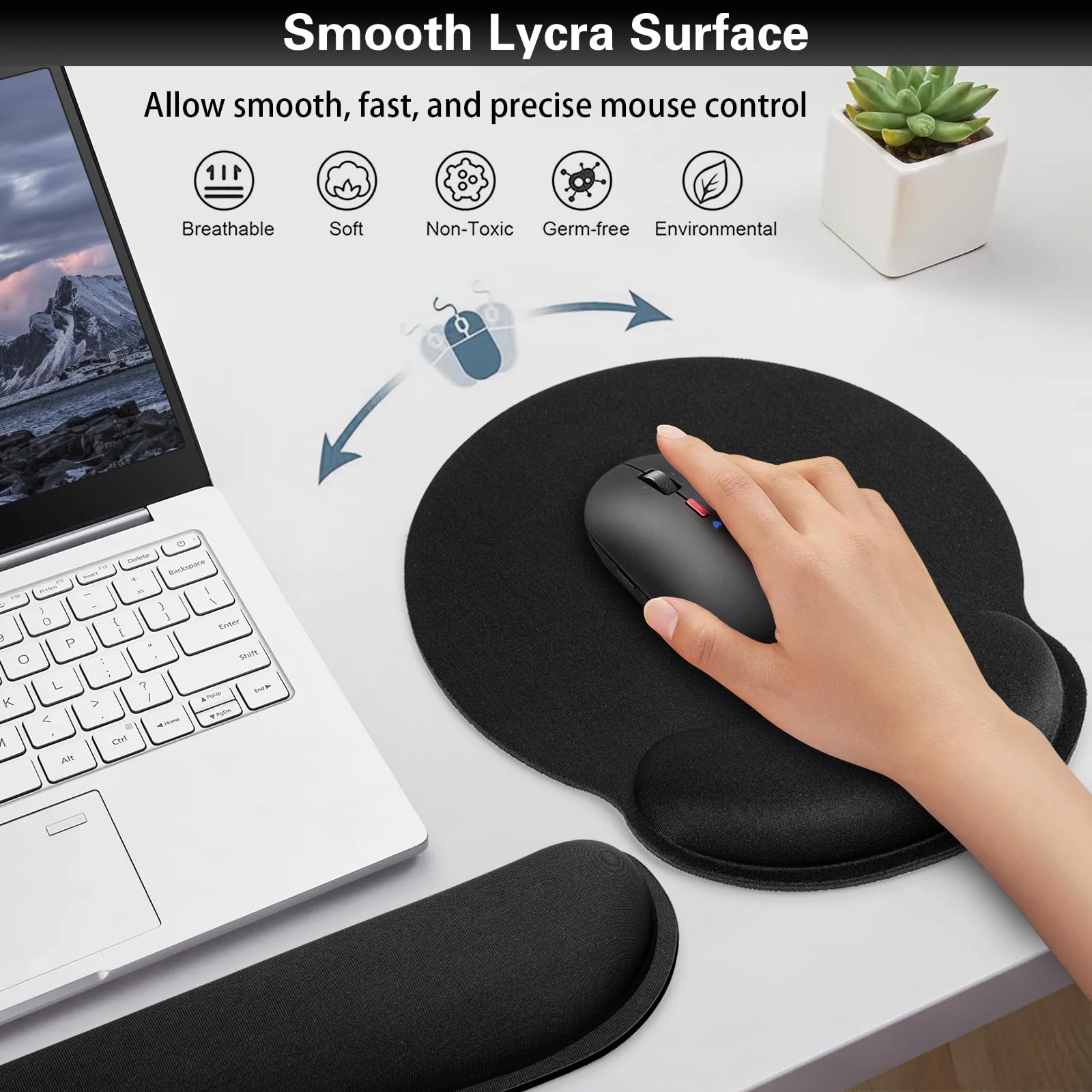 Qomolama 3-in-1 Ergonomic Mouse Pad with Wrist Rest & Anti-Skid Base - Memory Foam Gaming Mouse Pad Set with Gel Keyboard Wrist Support for Office, Gaming & Computer Workstations