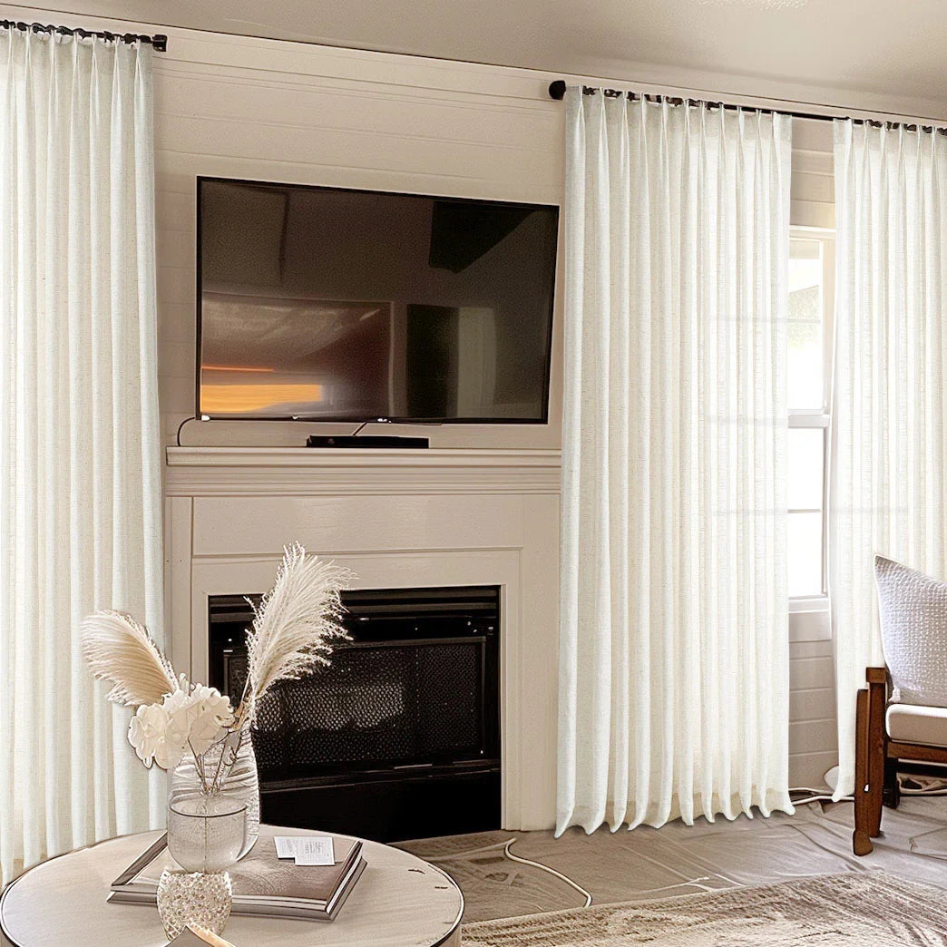 Luxury Lightweight Linen Semi-Sheer Curtains - Custom Drapes with Elegant Pleats | Premium Window Treatments for Living Room, Bedroom & Home Decor
