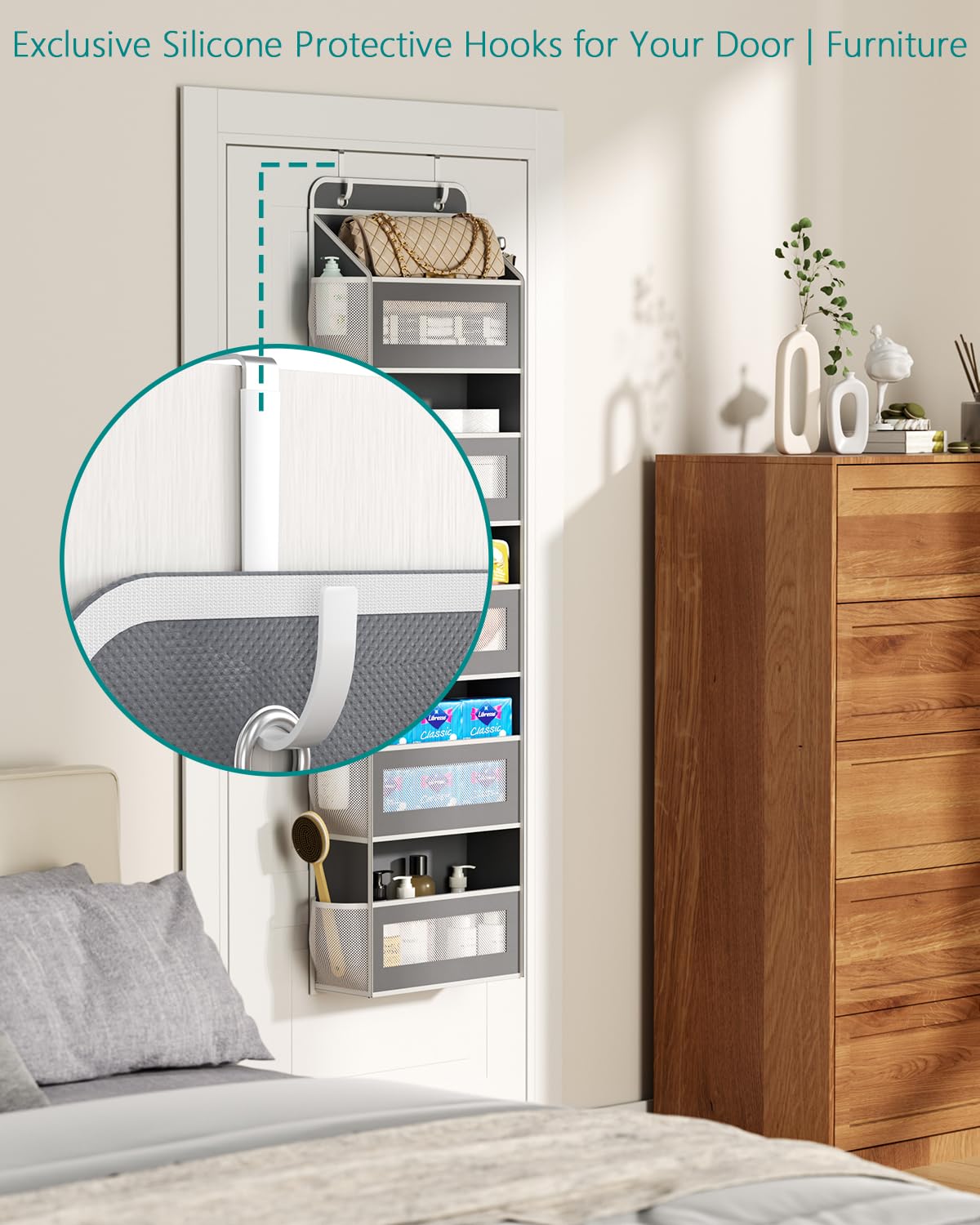 15-Pocket Over the Door Organizer - Space-Saving Bathroom Storage, Shoe Organizer, Kids Toy Storage & Closet Organizer - Perfect for Small Spaces, Nursery, Dorm & Apartment Organization