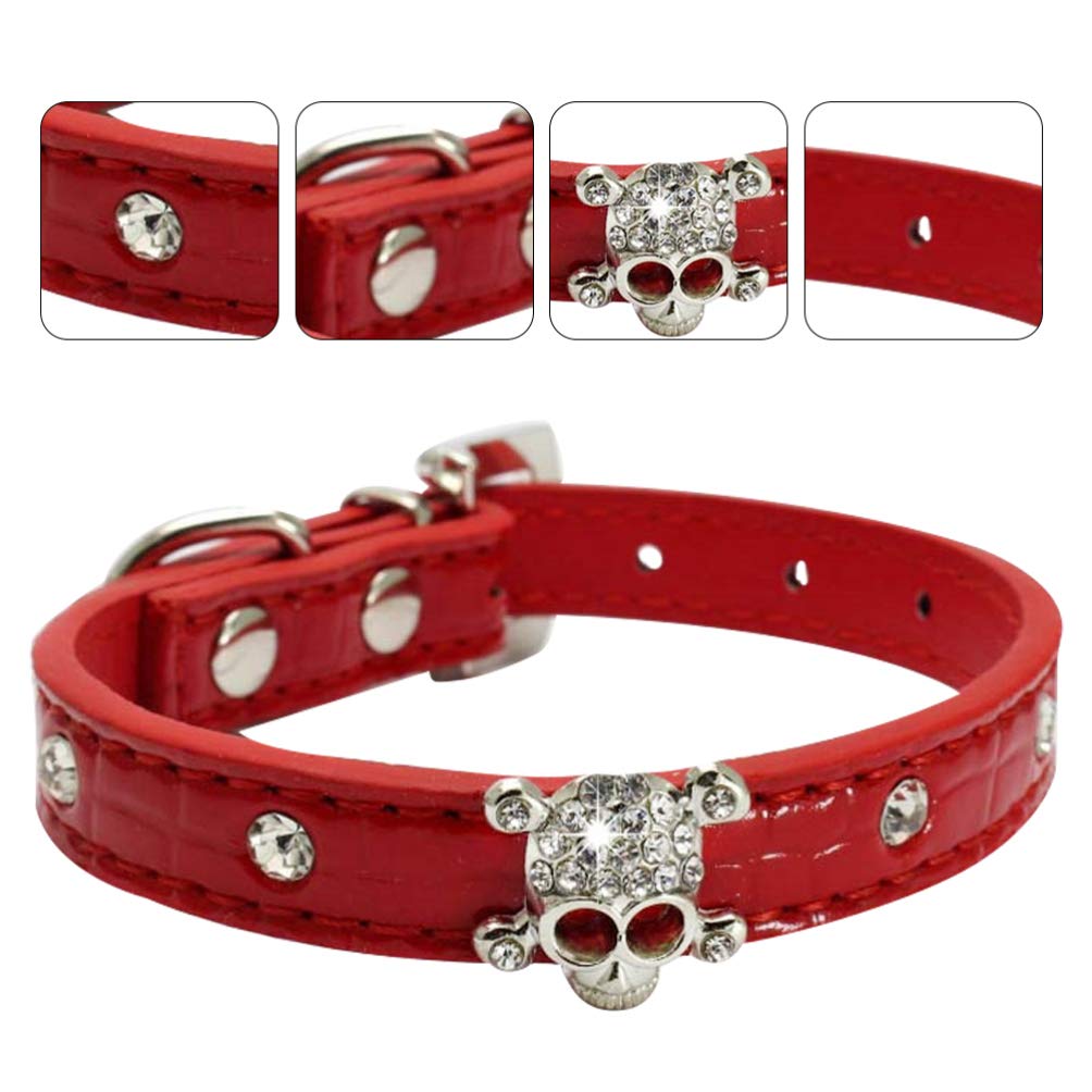PRETYZOOM Halloween Skull Pet Collar - Gothic Dog Collar with Red Rhinestones for Small Dogs, Halloween Costume Accessory & Goth Outfits - Perfect for Halloween Parties, Pet Costume Contests and Gothic Fashion