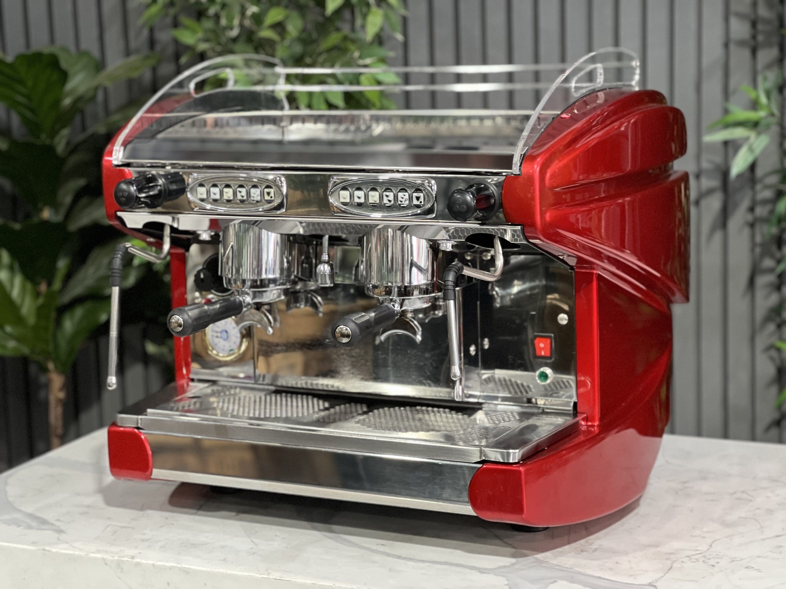 BFC Lira Compact 2 Group Red Espresso Machine - Professional Coffee Maker for Home & Cafe Use