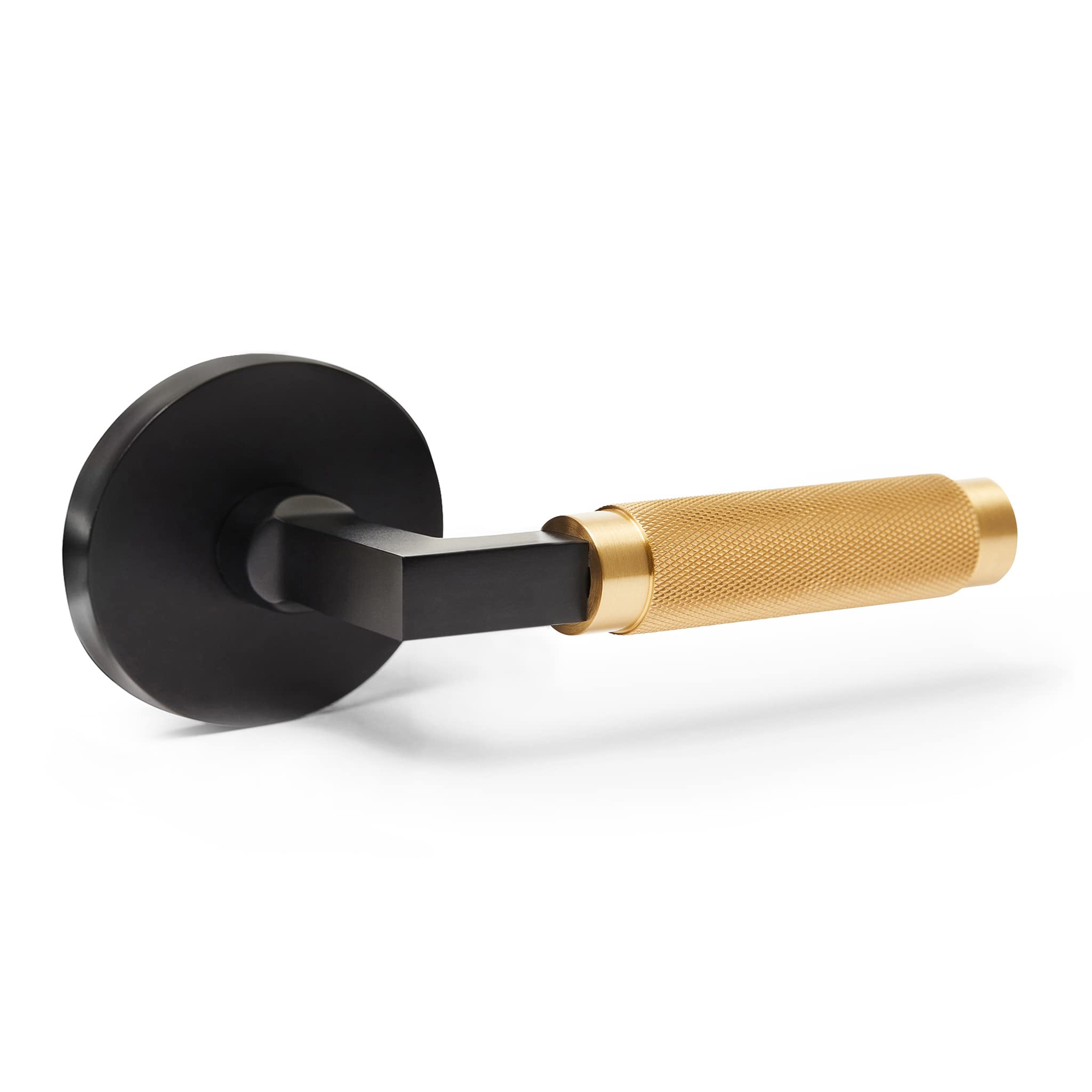 Monte Carlo Solid Brass Door Handle - Matte Black & Satin Brass Gold - Hallway, Closet & Passage Door Lever - Durable & Stylish for Home, Office & Commercial Spaces