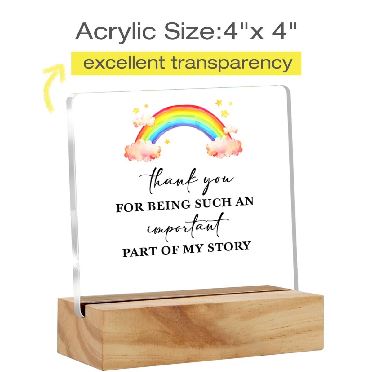 Personalized Teacher Appreciation Gift - Rainbow Acrylic Desk Sign with 'Thank You for Being an Important Part of My Story' Engraving - Perfect Teacher's Day, End of Year, or Retirement Gift for Educators