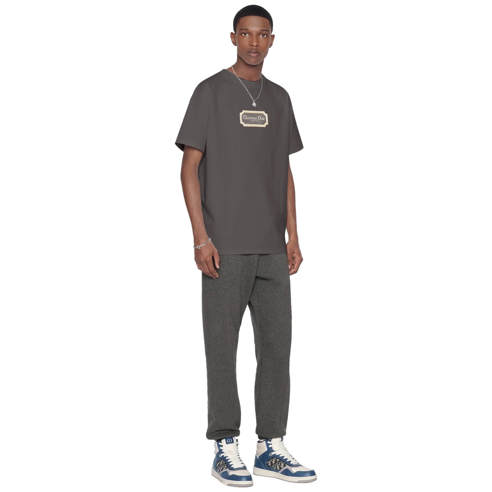 Dior Couture Relaxed Fit Cotton Charcoal T-Shirt for Men | Premium Comfort Casual Wear | Perfect for Everyday Outfits, Date Nights & Weekend Getaways