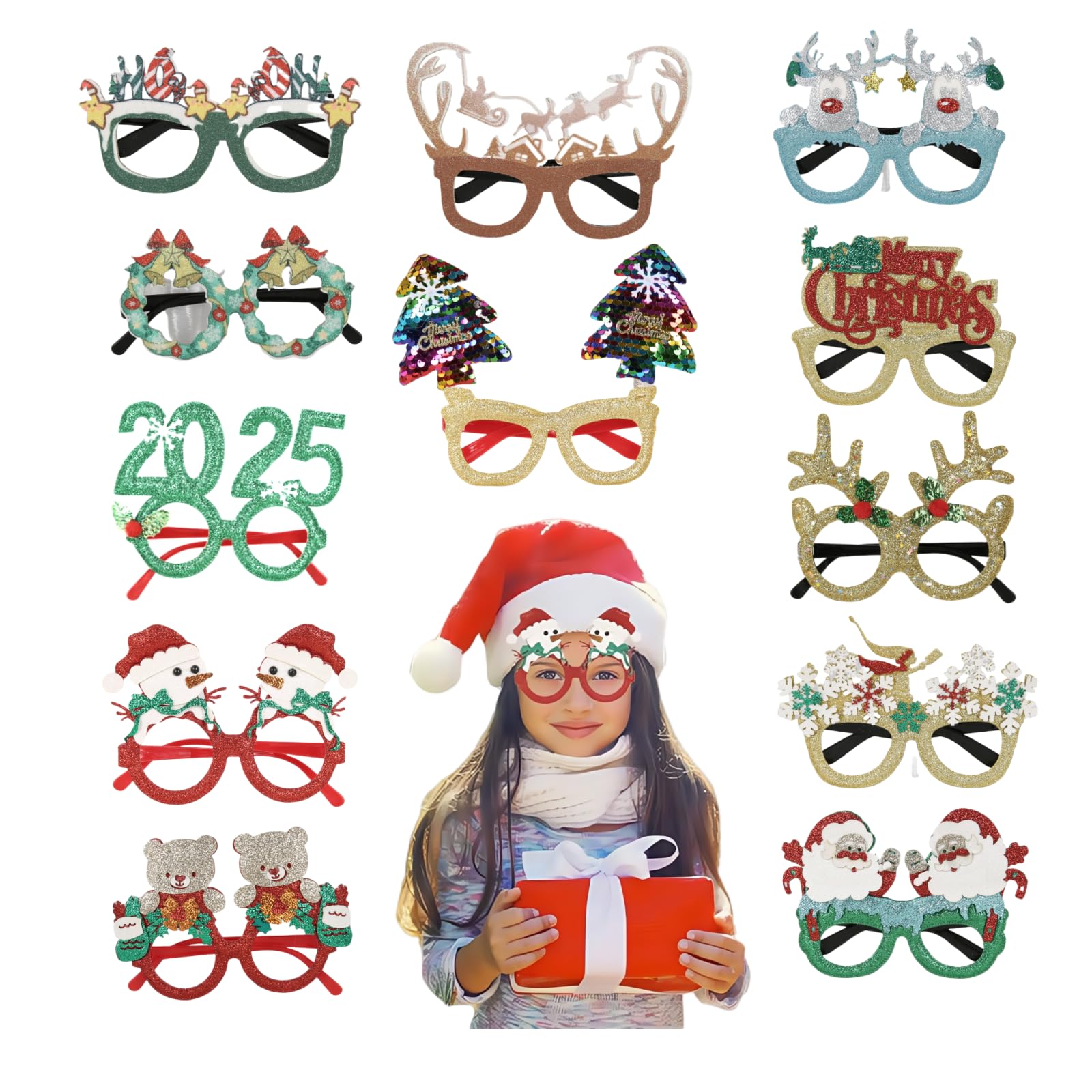 12 PCS Christmas Glasses - Party Decor & Gifts for Holiday Celebrations