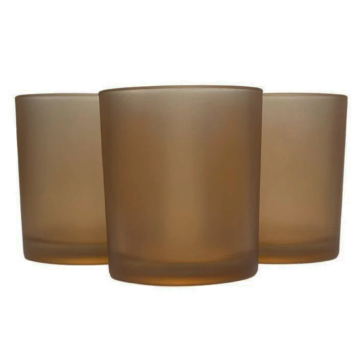 10 Pack Brown Frosted Glass Votive Tealight Candle Holders - Elegant Wedding Centerpieces, Christmas Party Decor, Bridal Shower & Valentine's Day Decorations - Perfect for Romantic Dinners, Holiday Tablescapes and Special Events