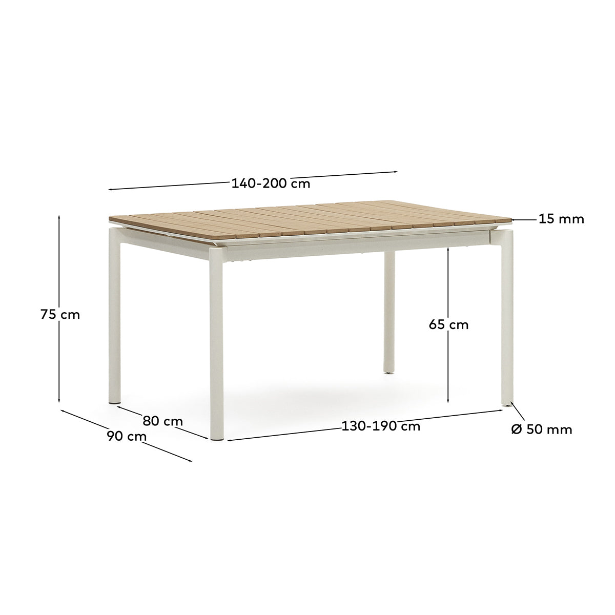 Canyelles Extendable Outdoor Dining Table - Weatherproof Patio Furniture for Garden, Backyard, and Poolside Entertaining