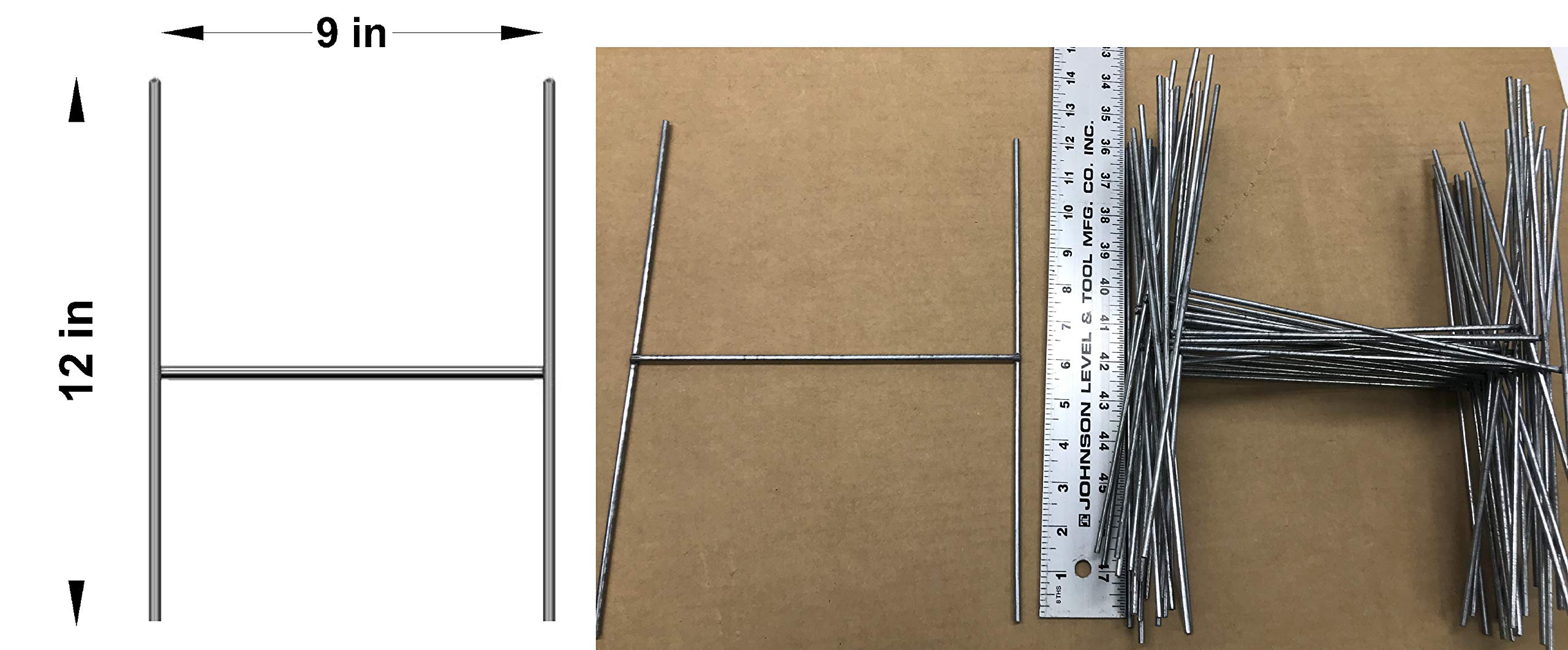 200 Pack 12x9 Inch Galvanized Metal Yard Sign Stakes - 9 Gauge Wire Stakes for 4mm/5mm Corrugated Sign Boards | Durable Outdoor Advertising, Political Campaigns, Real Estate Signs | Same Day Shipping (Pkg200Stake12'')