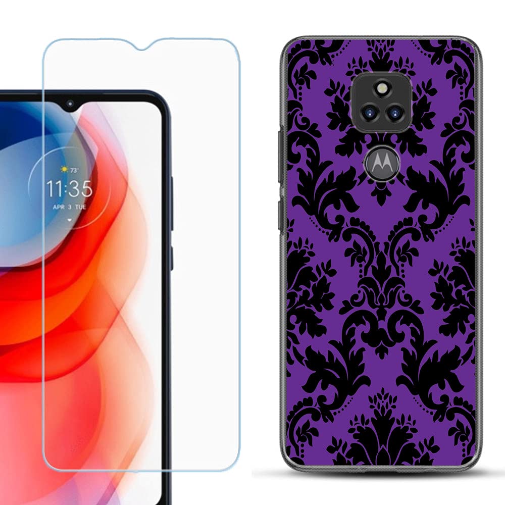 Slim TPU Case for Motorola Moto G Play 2021 - Shockproof & Screen Protector - Victorian Purple/Black for Daily Protection