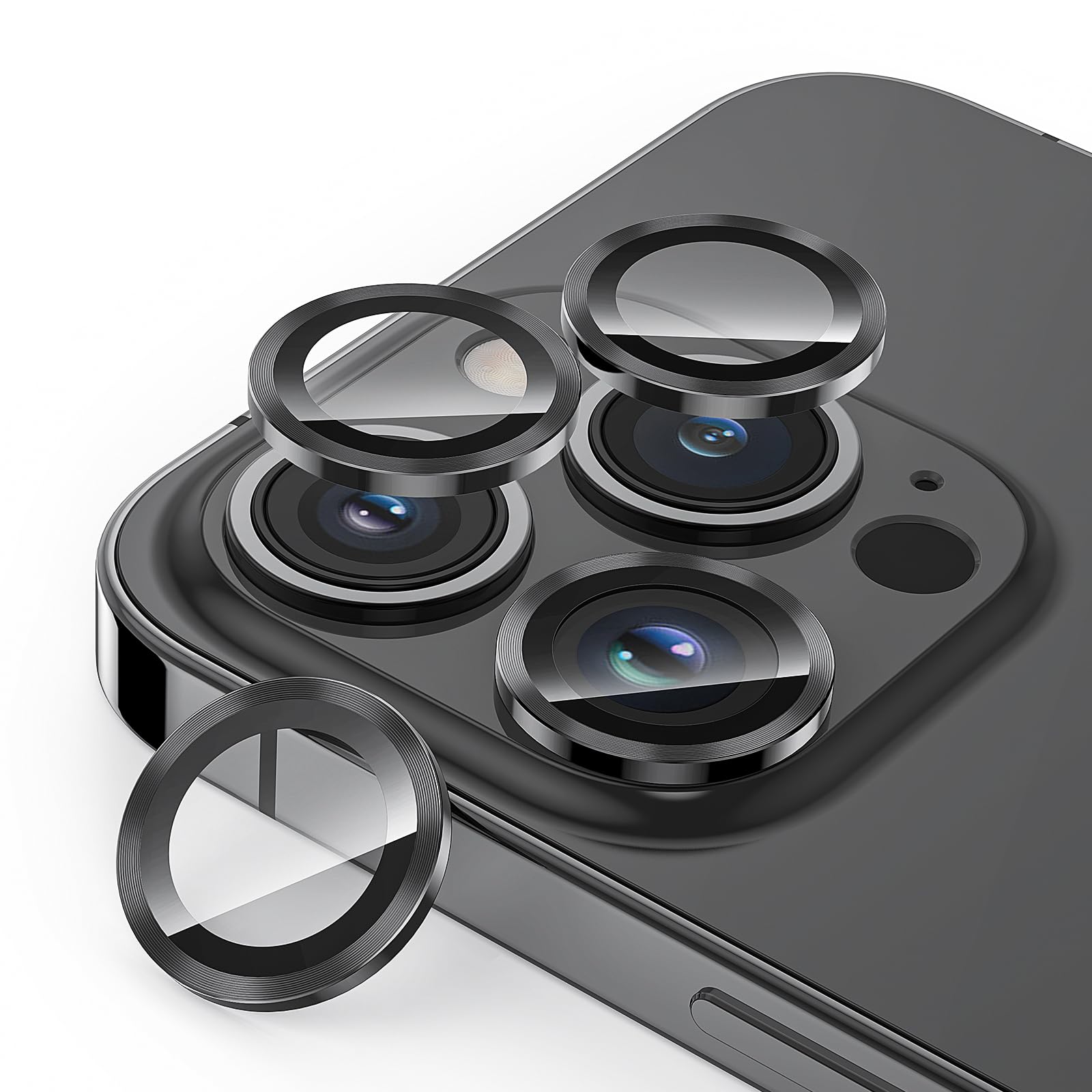 SPARIN 4-Pack iPhone 14 Pro & Pro Max Rear Camera Lens Protector - HD Clear Tempered Glass Screen Protector (Graphite) for Scratch & Impact Protection - Perfect for Outdoor Adventures, Travel & Daily Use