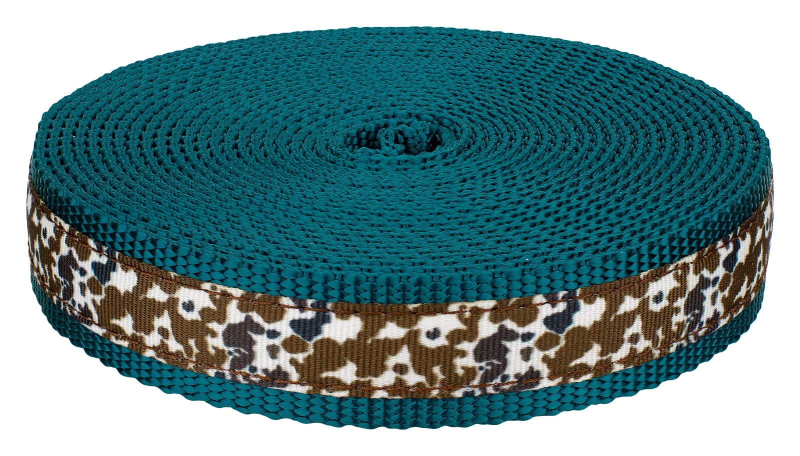 Country Brook Design - Cow Print Ribbon on Teal Nylon Webbing for DIY Crafts, Gift Wrapping, and Scrapbooking | Fashion Accessory and Home Decor