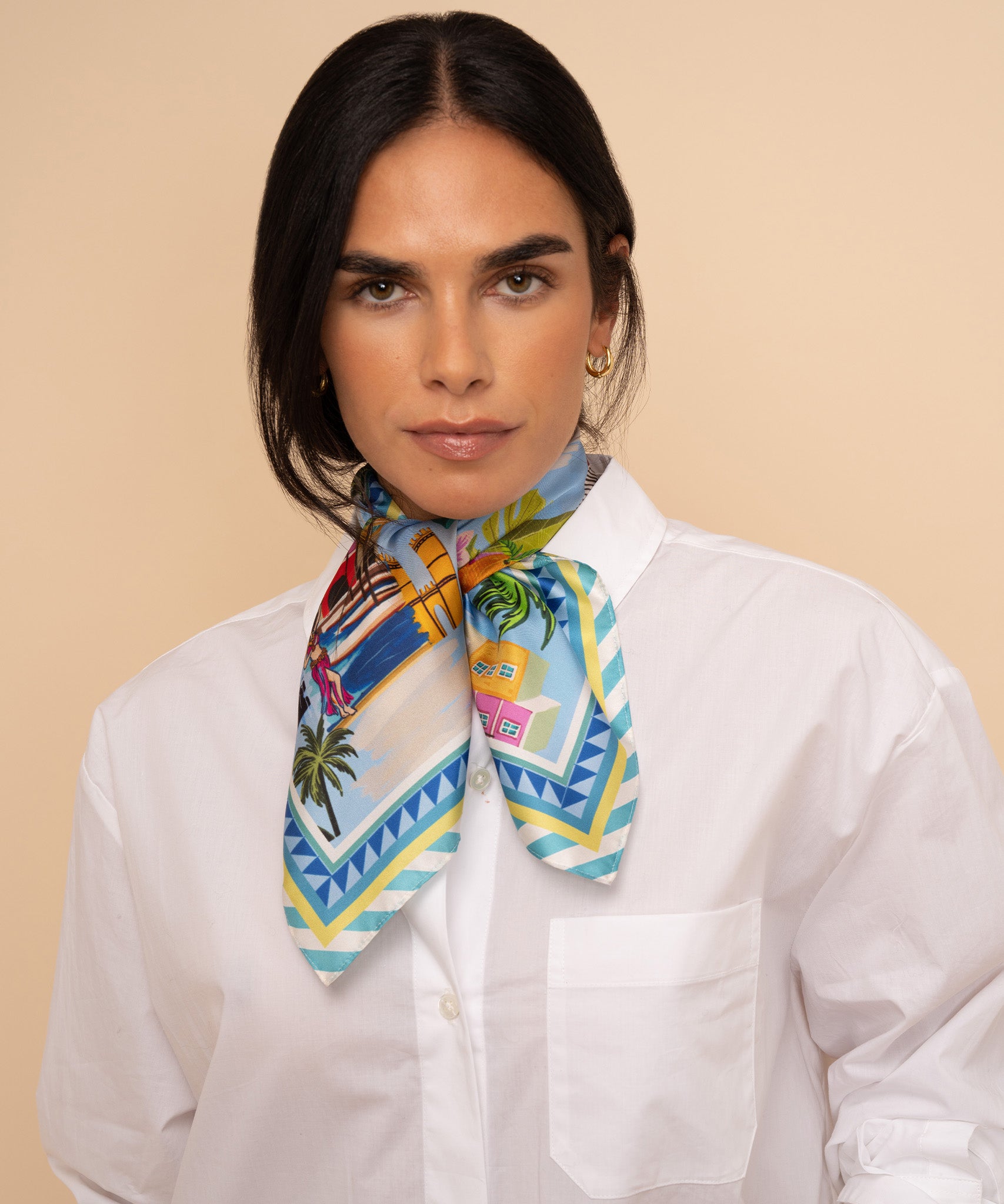 Positano Silk Bandana Scarf - Lightweight & Soft Fashion Accessory for Women & Men - Perfect for Travel, Beach, Hair Styling & Outfit Accessorizing