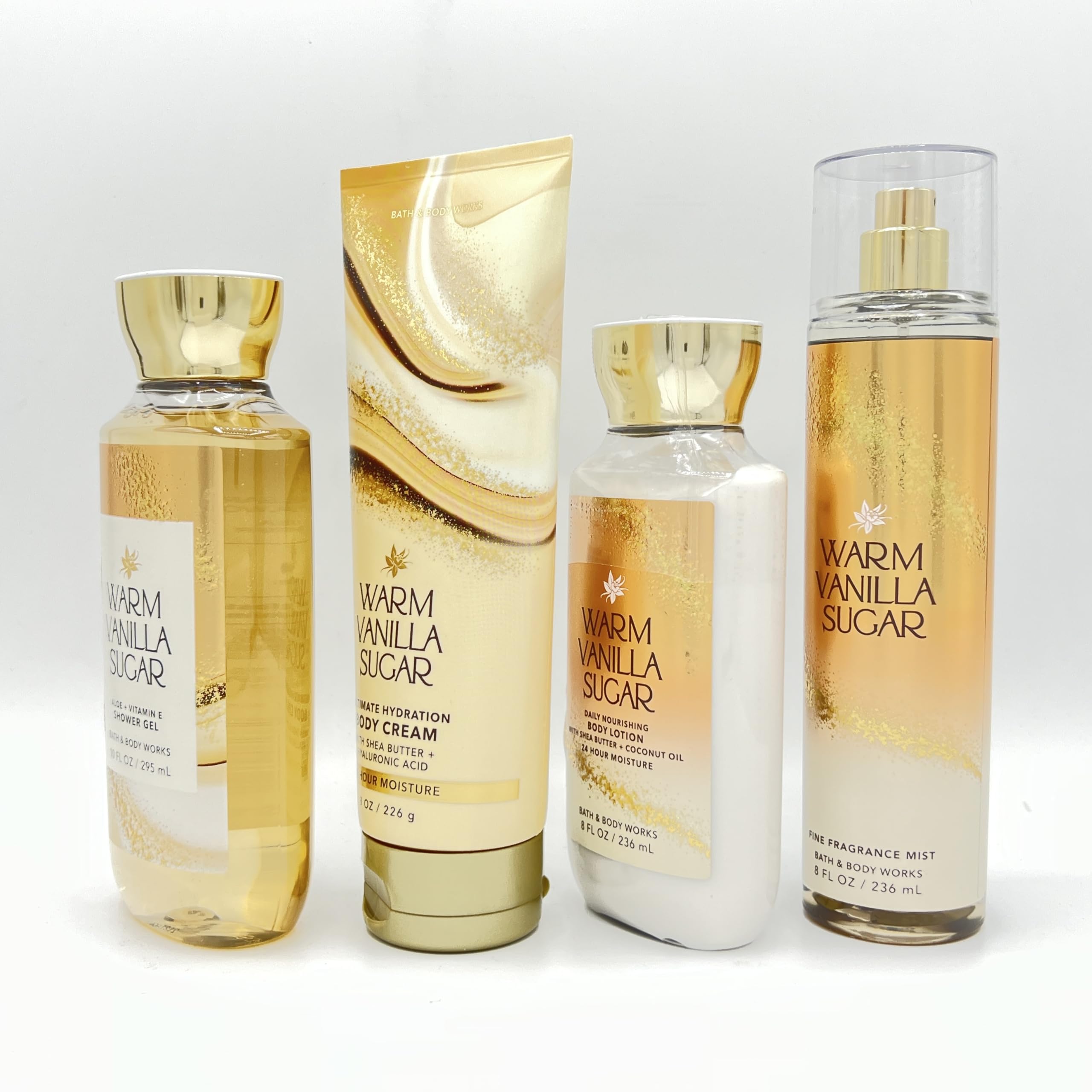 Warm Vanilla Sugar Bath & Body Gift Set - 4-Piece Bundle with Shower Gel, Hydrating Body Cream, Nourishing Lotion & Fragrance Mist | Perfect for Self-Care, Spa Days & Holiday Gifts