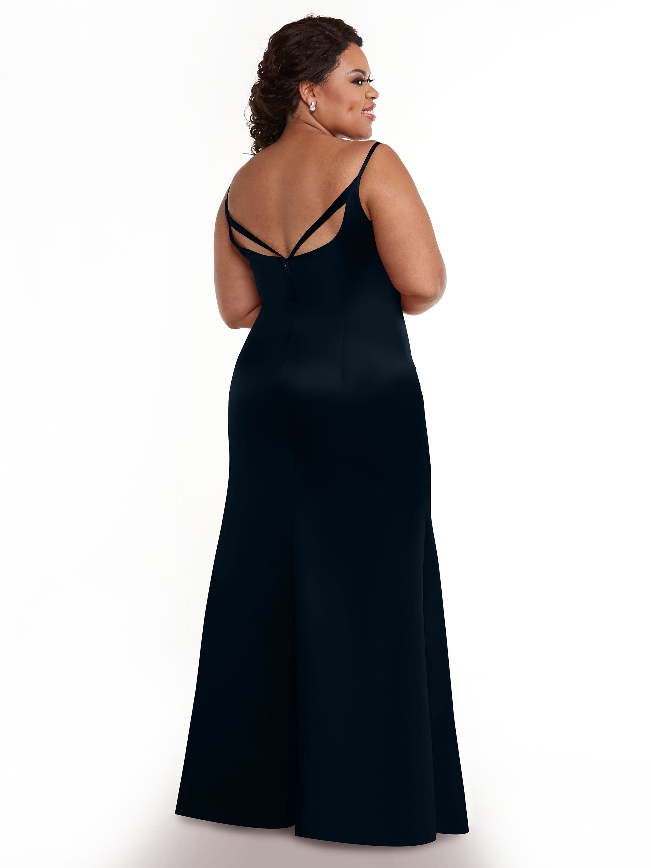 Elegant Fit and Flare Satin Bridesmaid Dress with Thigh High Slit - Perfect for Weddings, Prom, and Formal Events