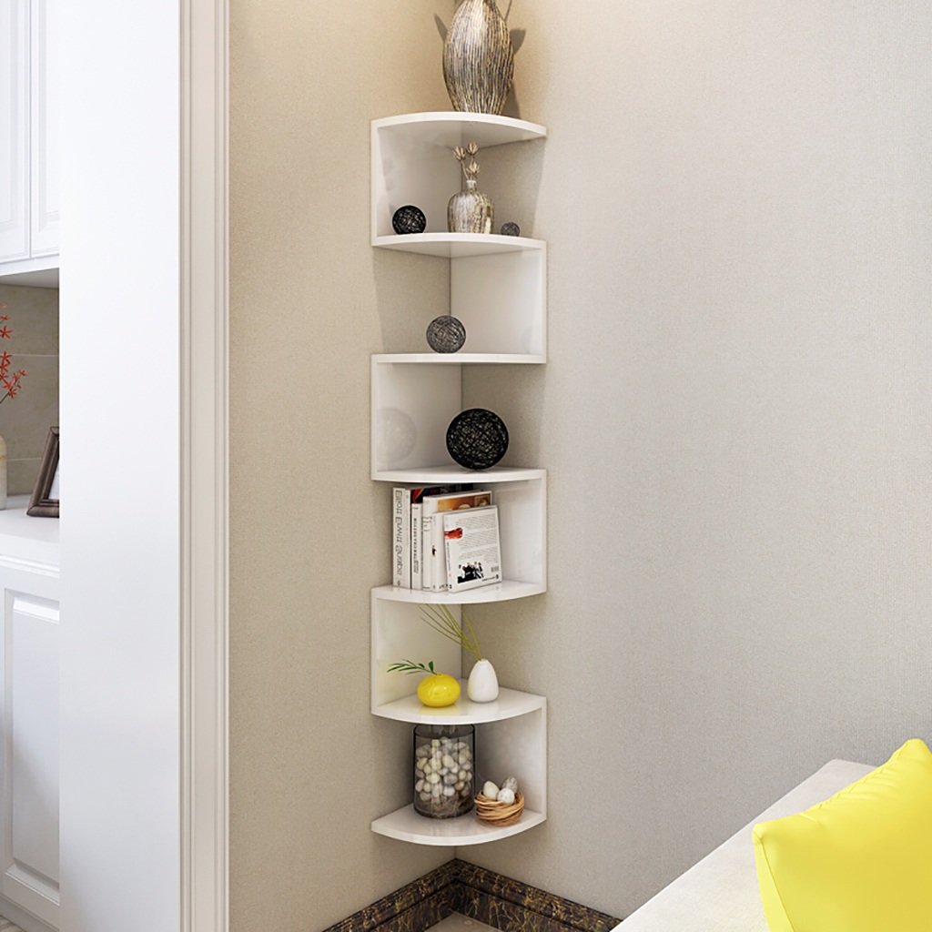 Floating Shelf Wall Mounted - White Solid Wood Shelves for Living Room & Bedroom Decor, Creative Corner Shelves 13x20cm - Perfect for Displaying Books, Photos & Decorative Items