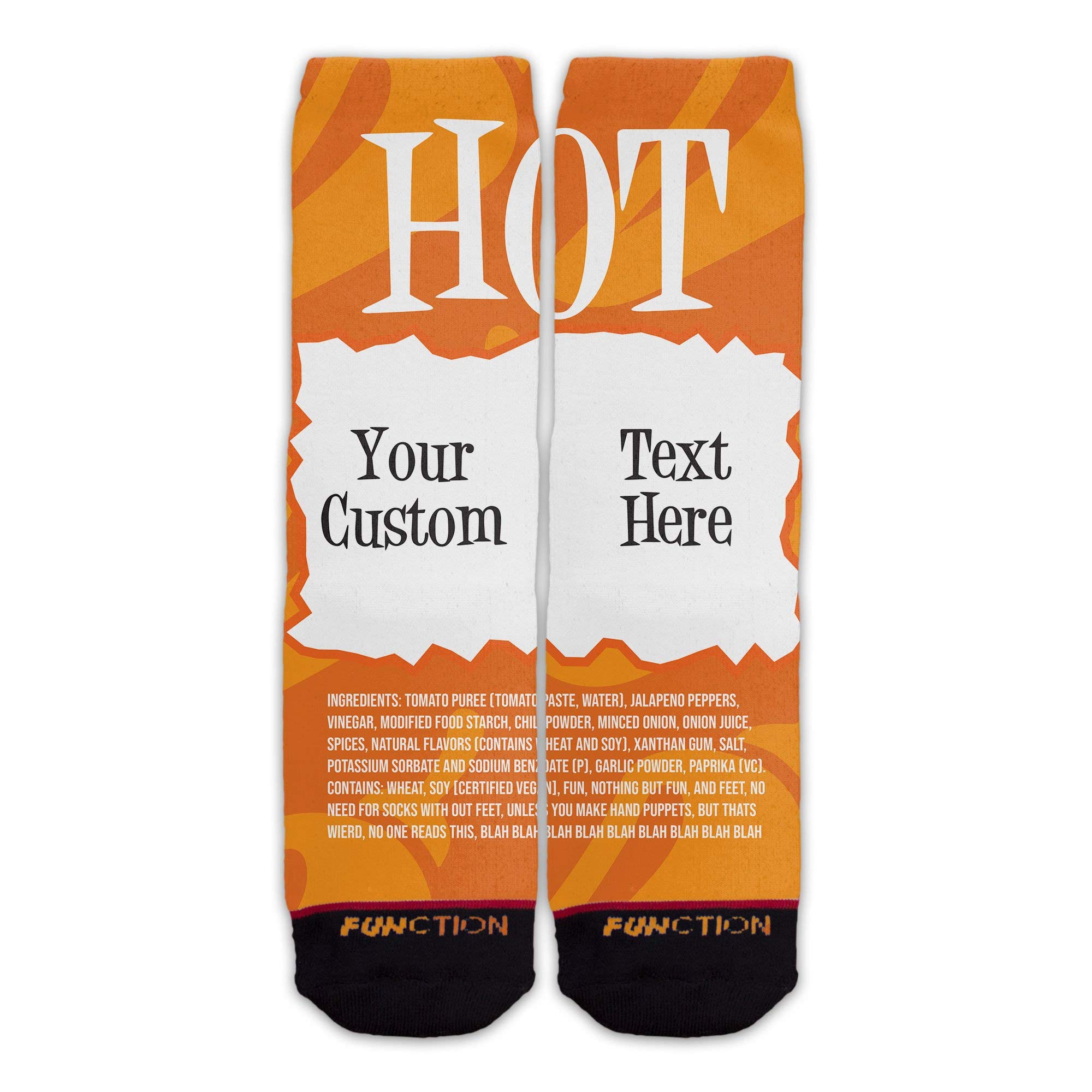 Custom Text Taco Sauce Socks - Spicy Hot Verde & Mild Diablo Crew Socks for Adults - Perfect for Taco Lovers, Mexican Food Enthusiasts & Fun Gift Occasions