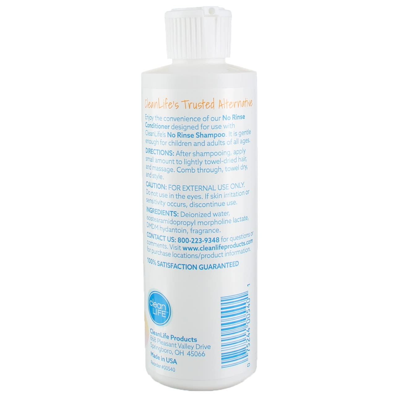 No Rinse Hair Conditioner - 8 oz | Moisturizing Leave-In Treatment for Dry, Damaged Hair | Perfect for Travel, Camping & Post-Surgery Care