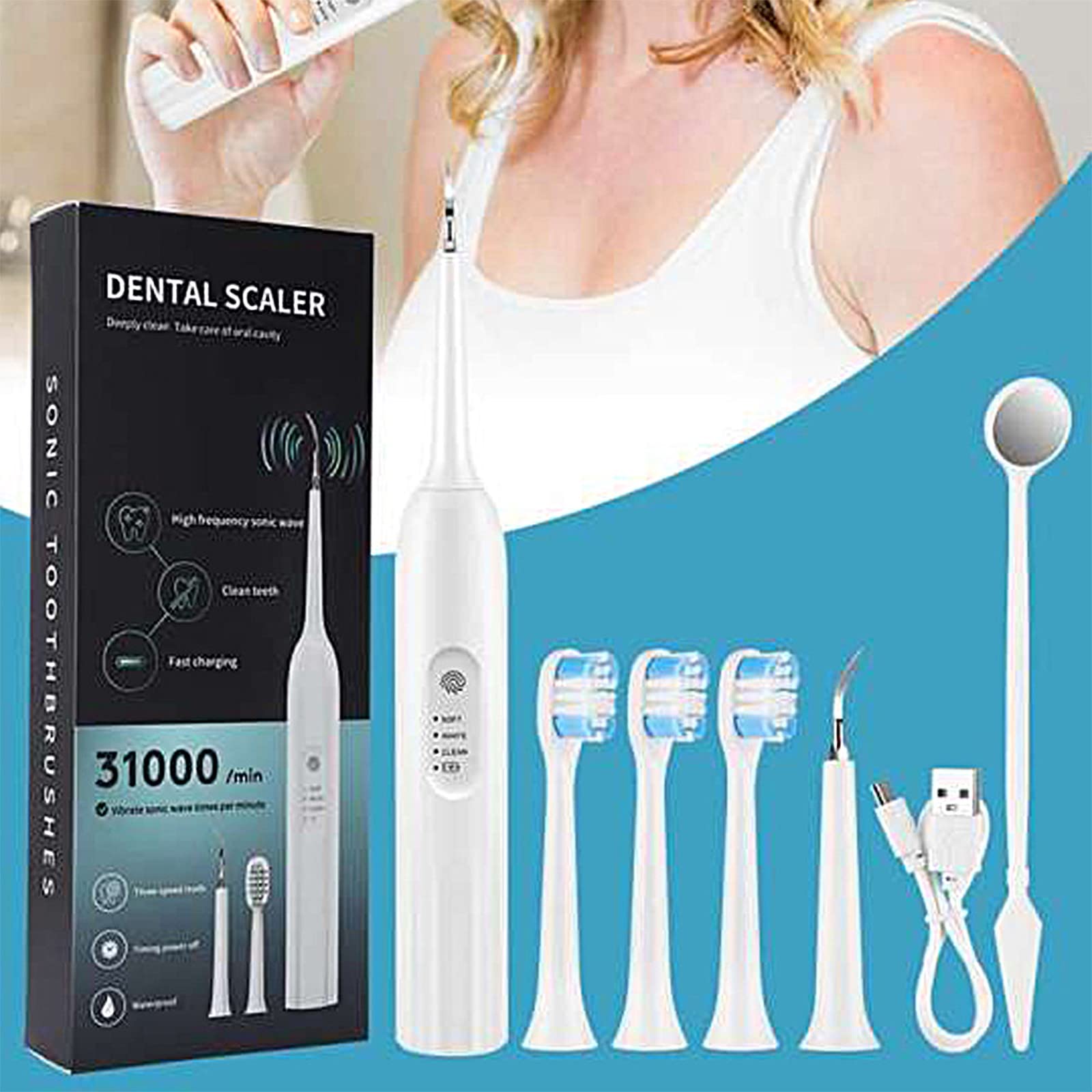 Topliu Rechargeable Electric Toothbrush Set for Adults - 3 Cleaning Modes, IPX6 Waterproof, Portable Dental Care Kit | Perfect for Travel, Home & Daily Oral Hygiene