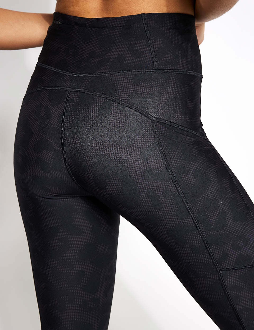 Go Move Printed High Waisted Gym Leggings - Mono Animal Black - Women's Workout Yoga Pants for Running, Fitness & Lounge Wear