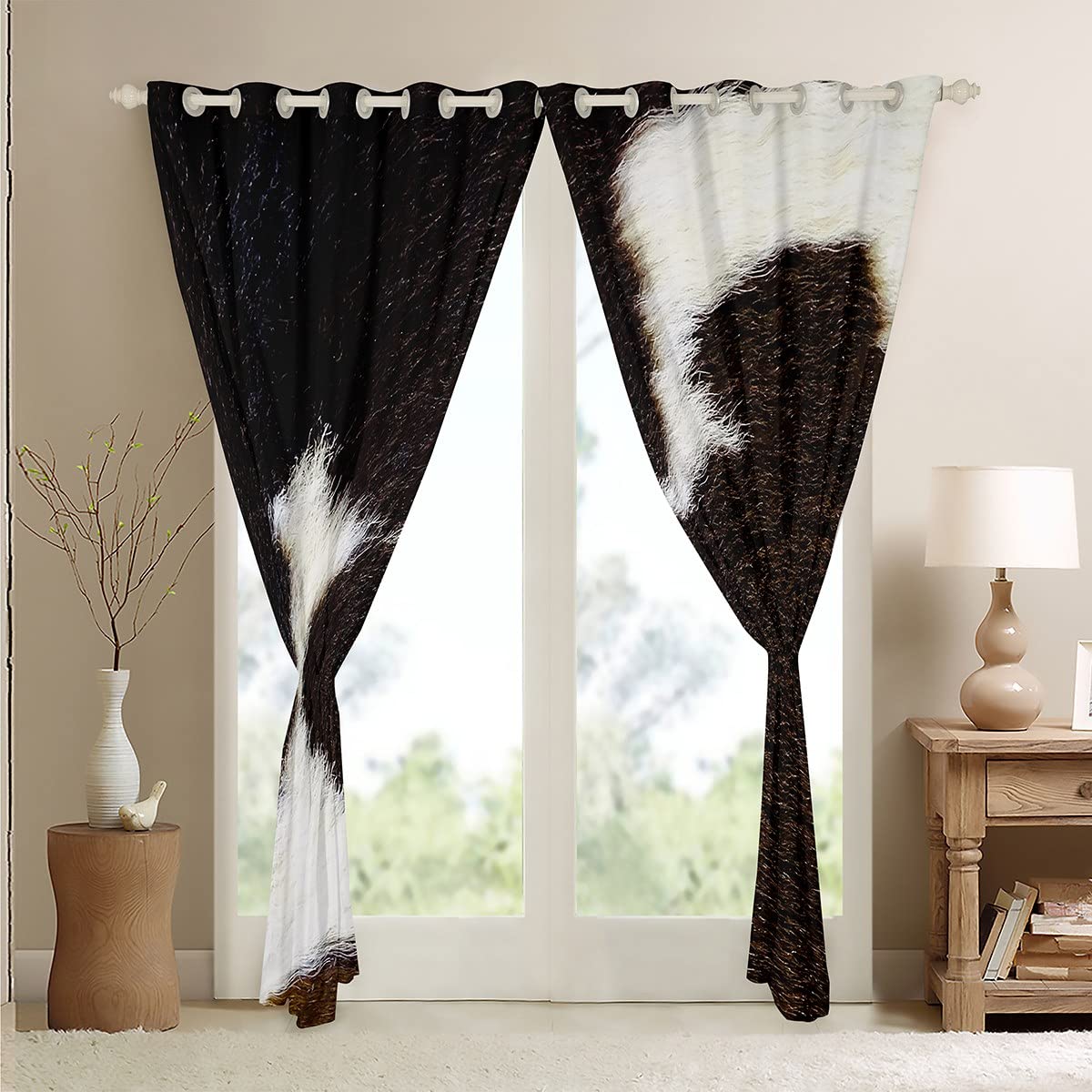 Black & White Cowhide Print Curtains - 52